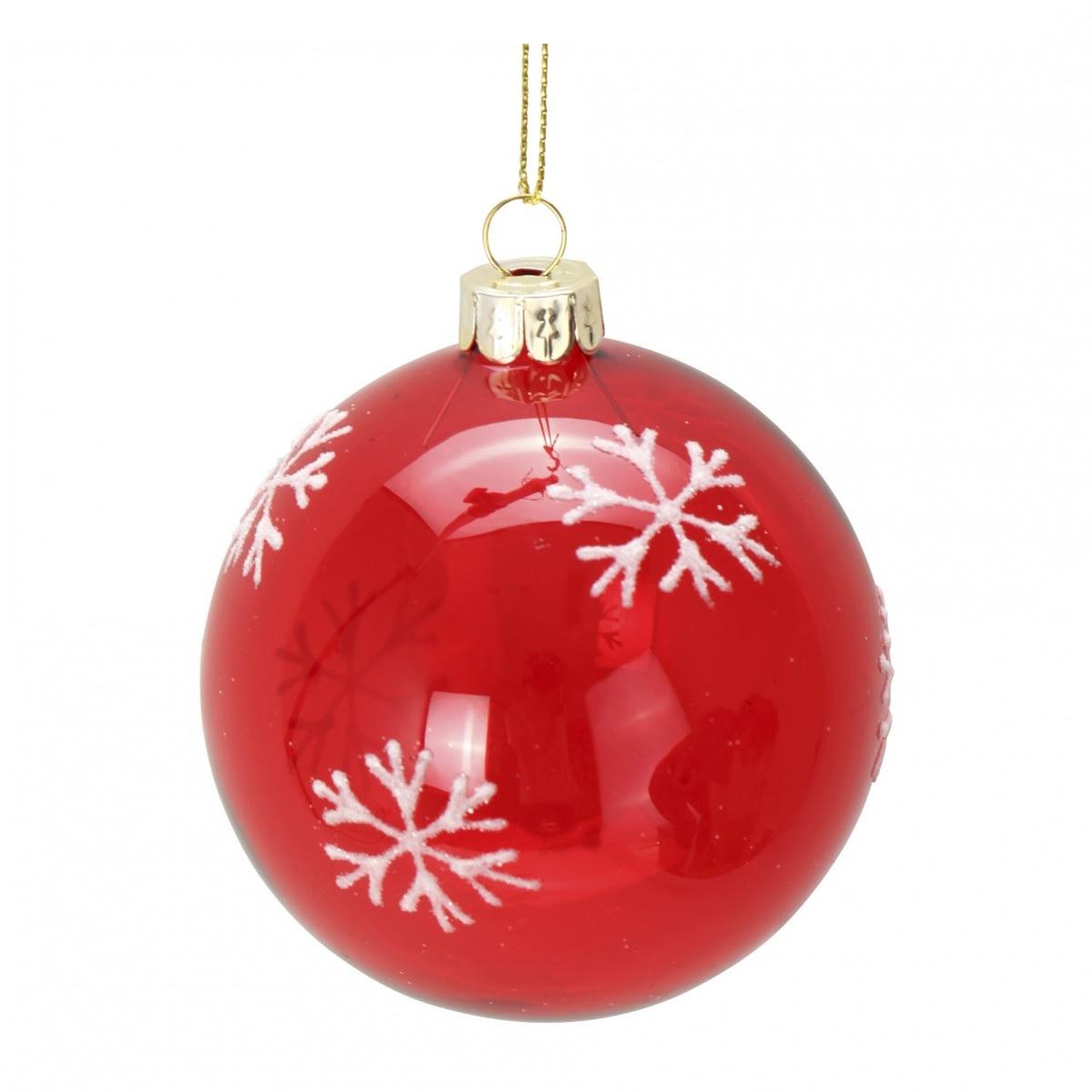 Eden Boule de noël en verre rouge avec flocons