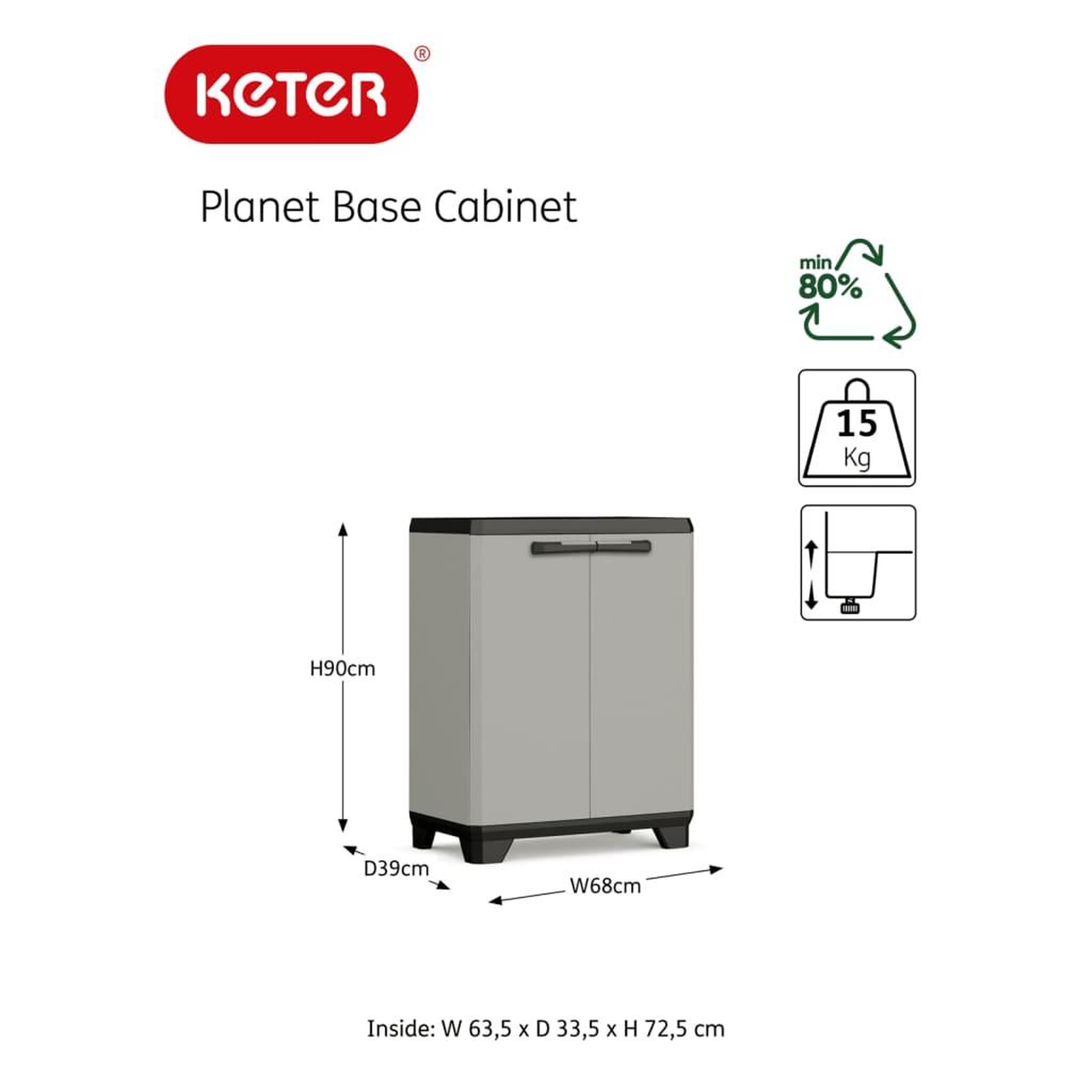Voir la diapositive 6 : Keter Keter Armoire basse de rangement Planet gris et noir