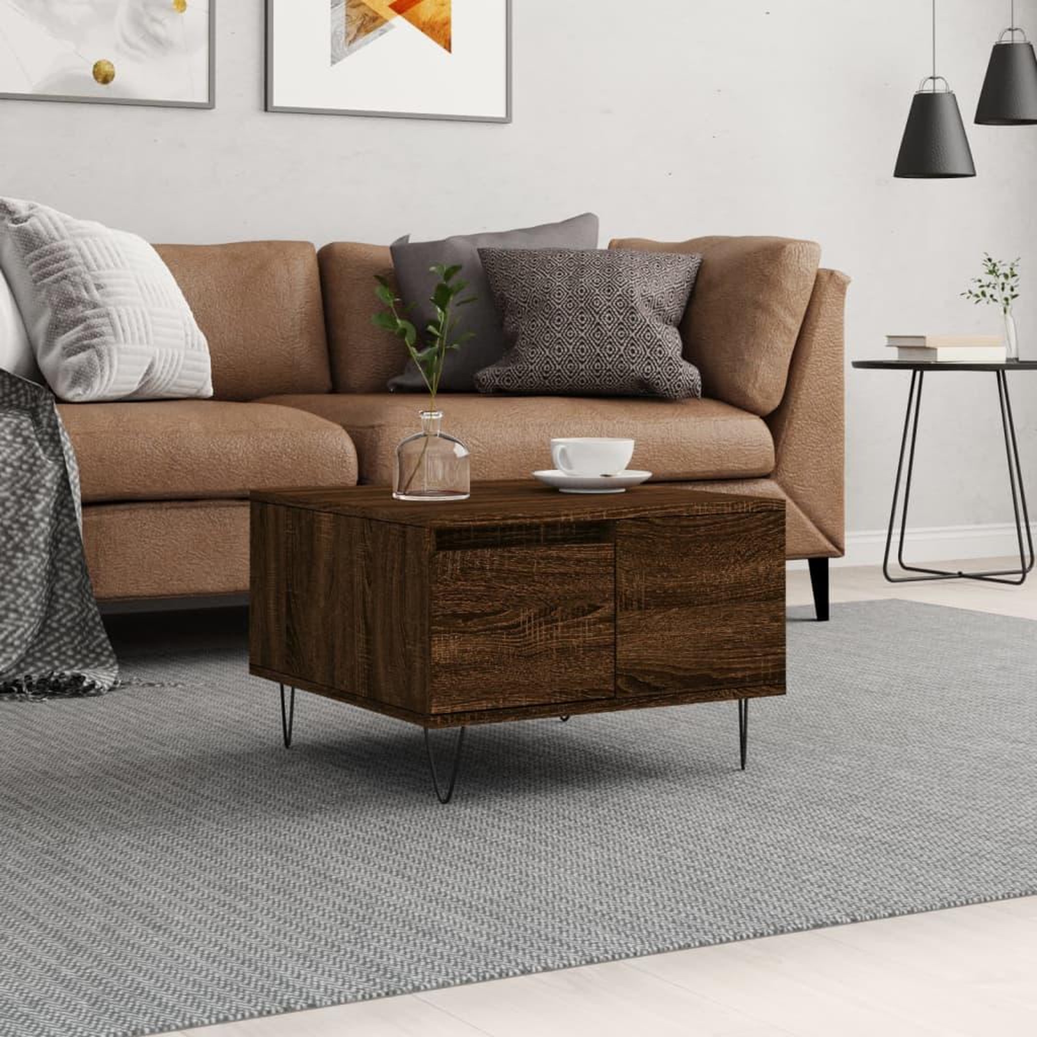 VIDAXL Table basse chene marron 55x55x36,5 cm bois d'ingenierie