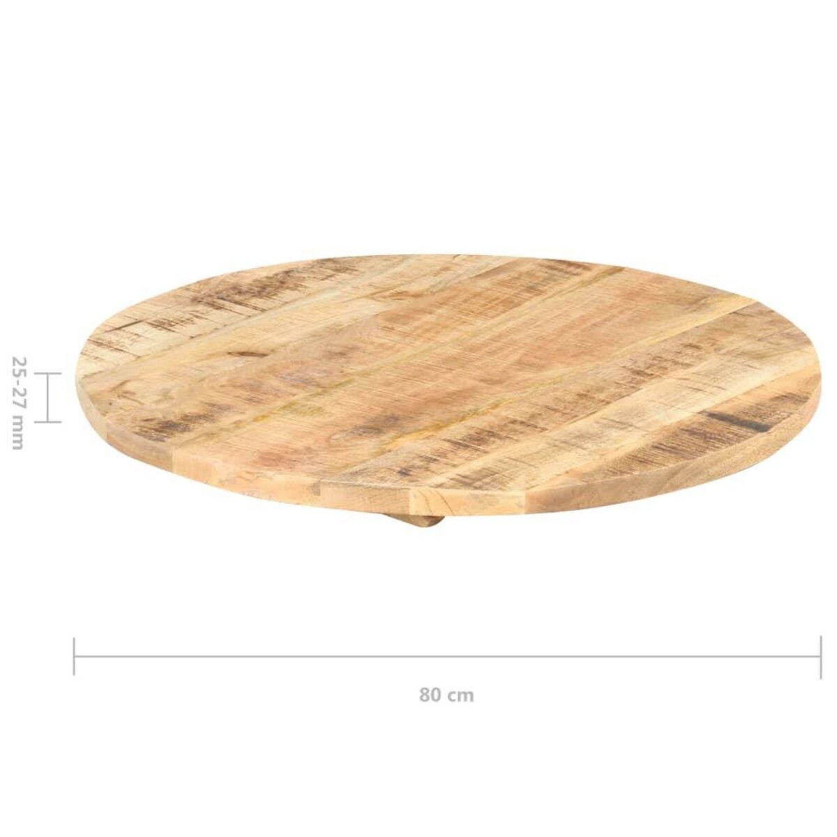 VIDAXL Dessus de table Bois de manguier solide Rond 25-27 mm 80 cm