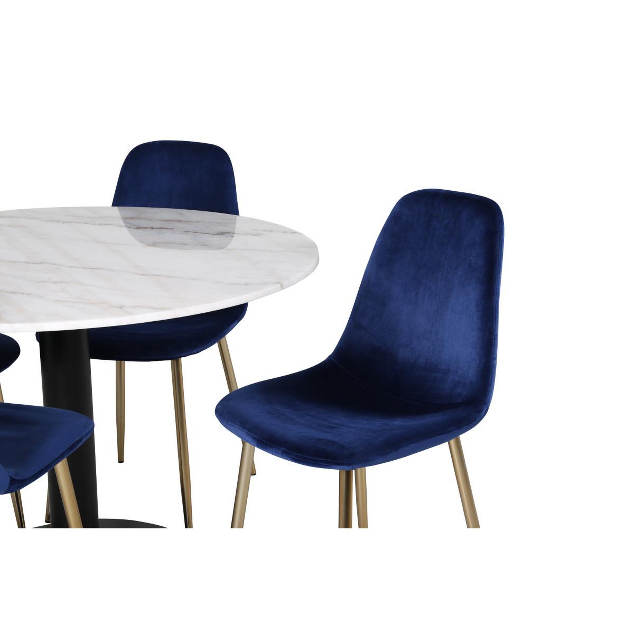Voir la diapositive 3 : Paris Prix Ensemble Table à Manger & 4 Chaises  Estelle I & Polar II  106cm Blanc & Bleu