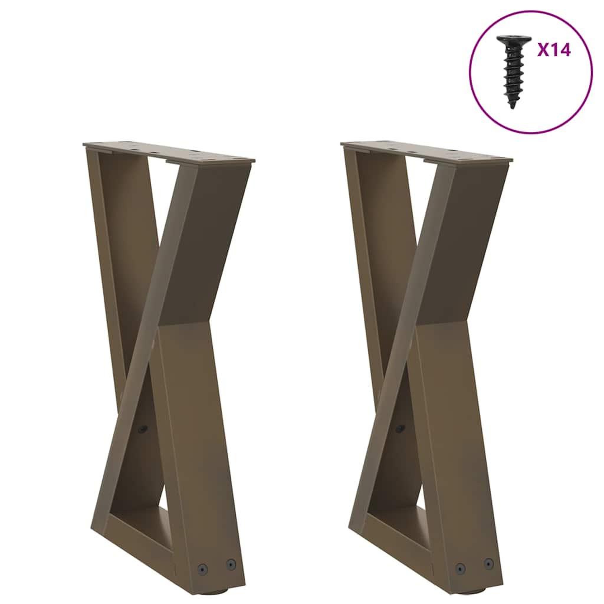 VIDAXL Pieds de table basse 2pcs acier naturel 28x(42-43,3)cm