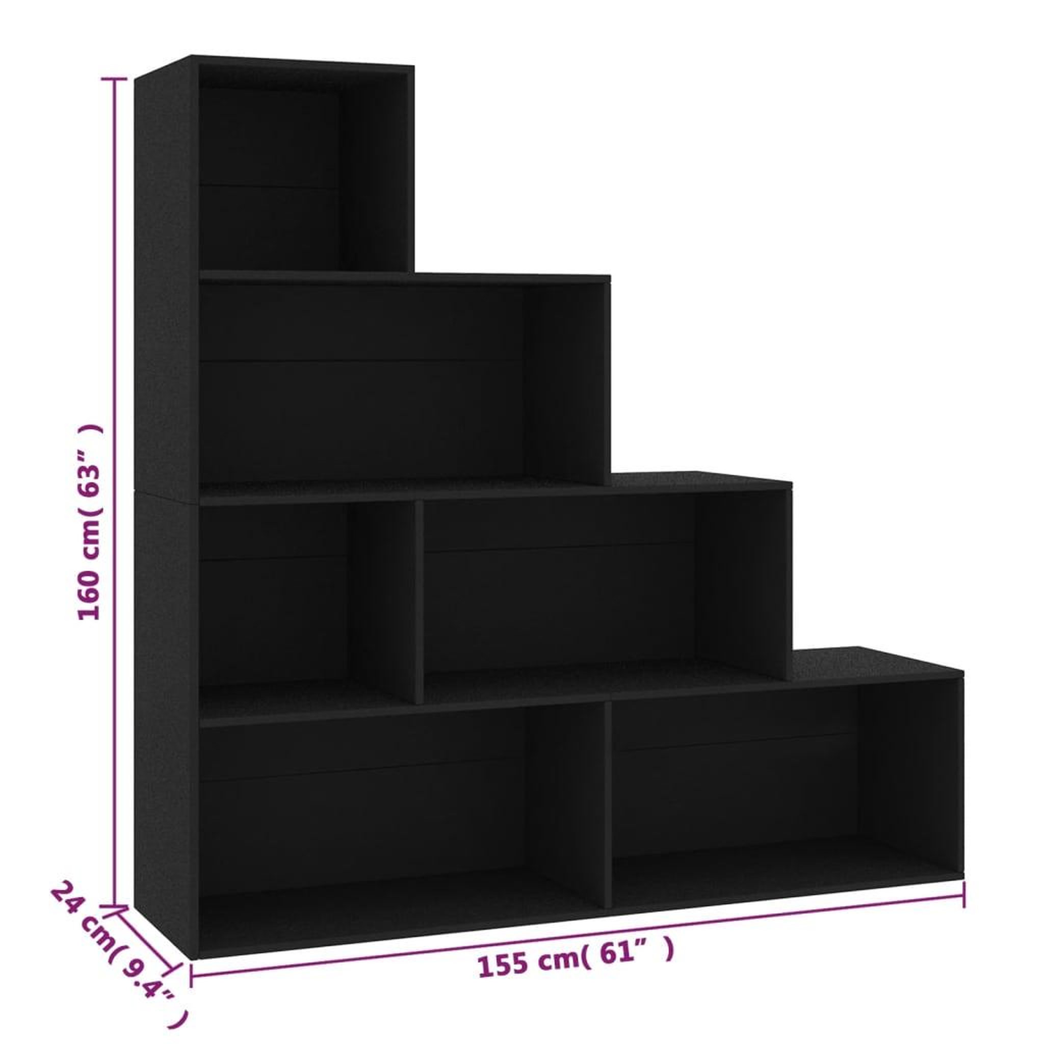 Voir la diapositive 6 : VIDAXL Bibliotheque/Separateur de piece Noir Bois d'ingenierie