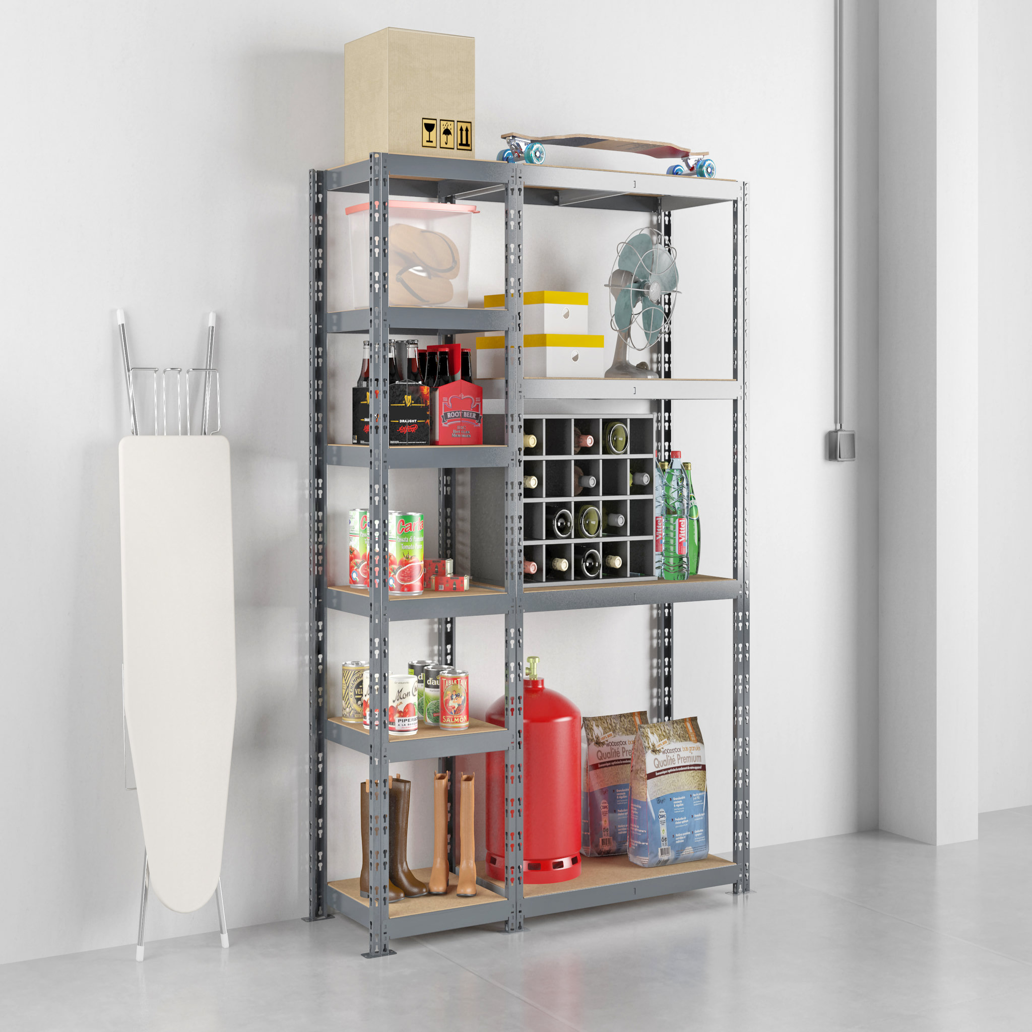 Voir la diapositive 3 : Concept rangement de garage MODULÖ STORAGE SYSTEME EXTENSION 2 étagères 10 plateaux longueur 150 cm