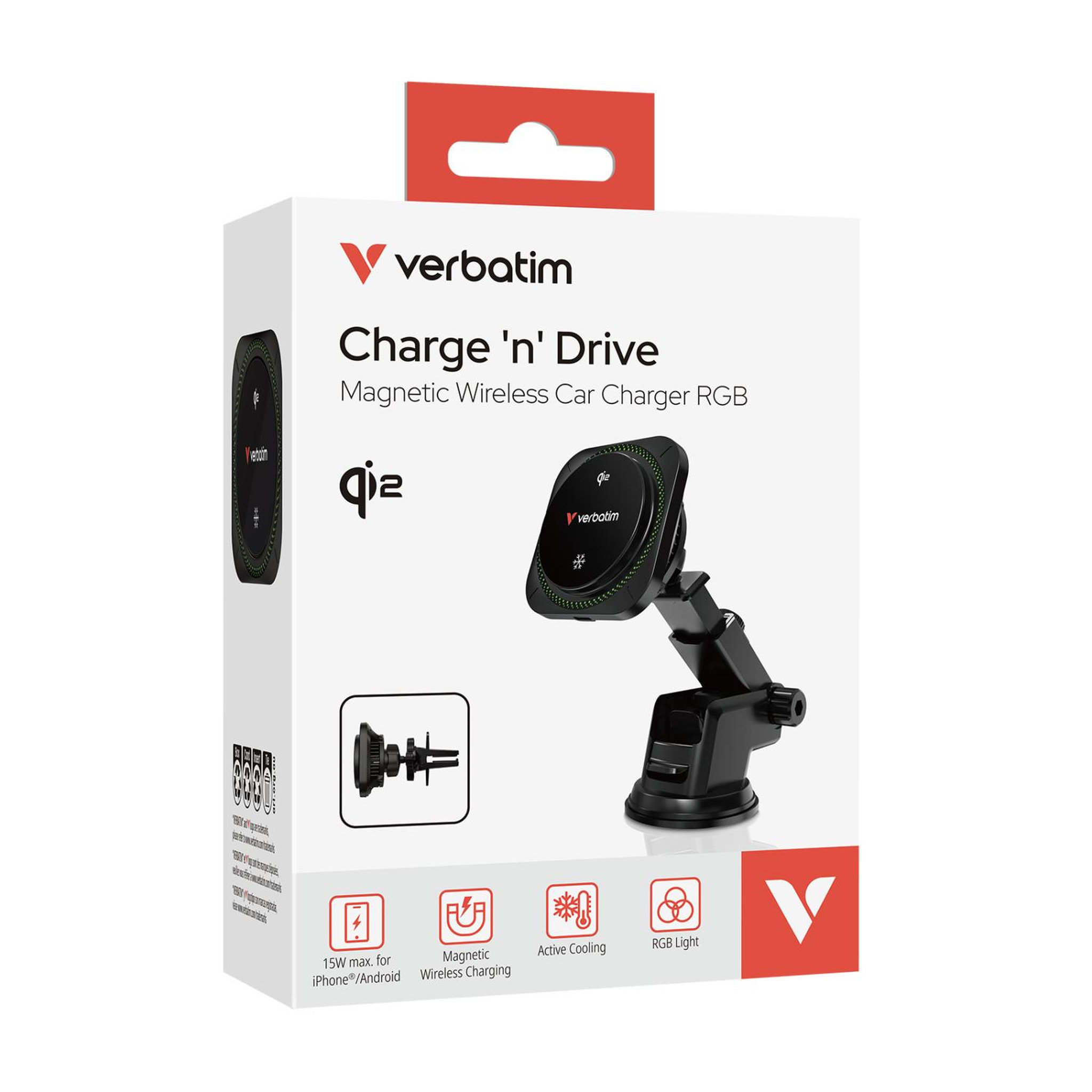 Voir la diapositive 3 : Verbatim Verbatim charge 'n' drive qi2 rgb smartphone noir usb recharge sans fil charge rapide auto