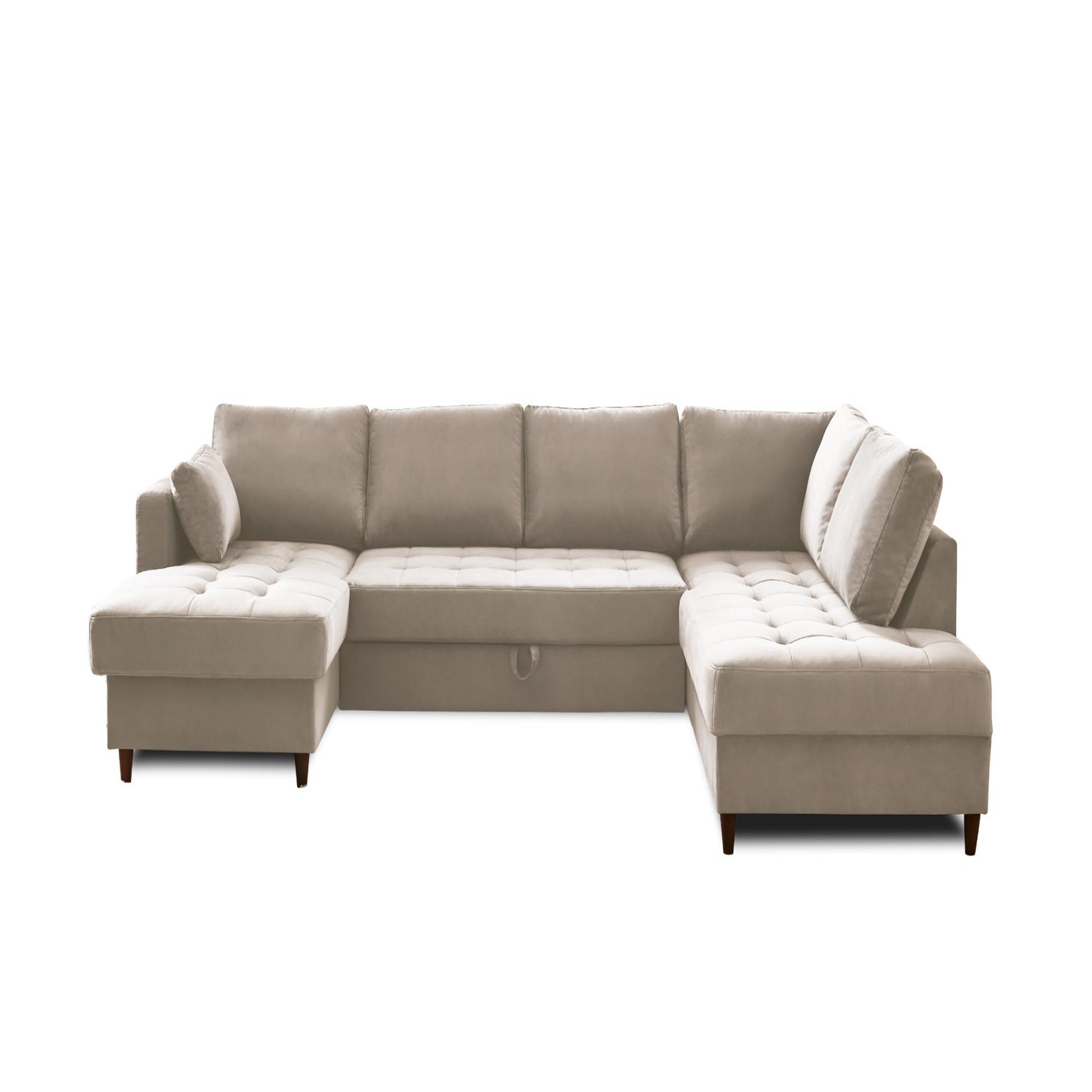 BEST MOBILIER Anna - canapé panoramique d'angle droit - 7 places - convertible avec coffre - en velours. Coloris disponibles : Bleu, Vert, Orange, Jaune, Beige, Gris