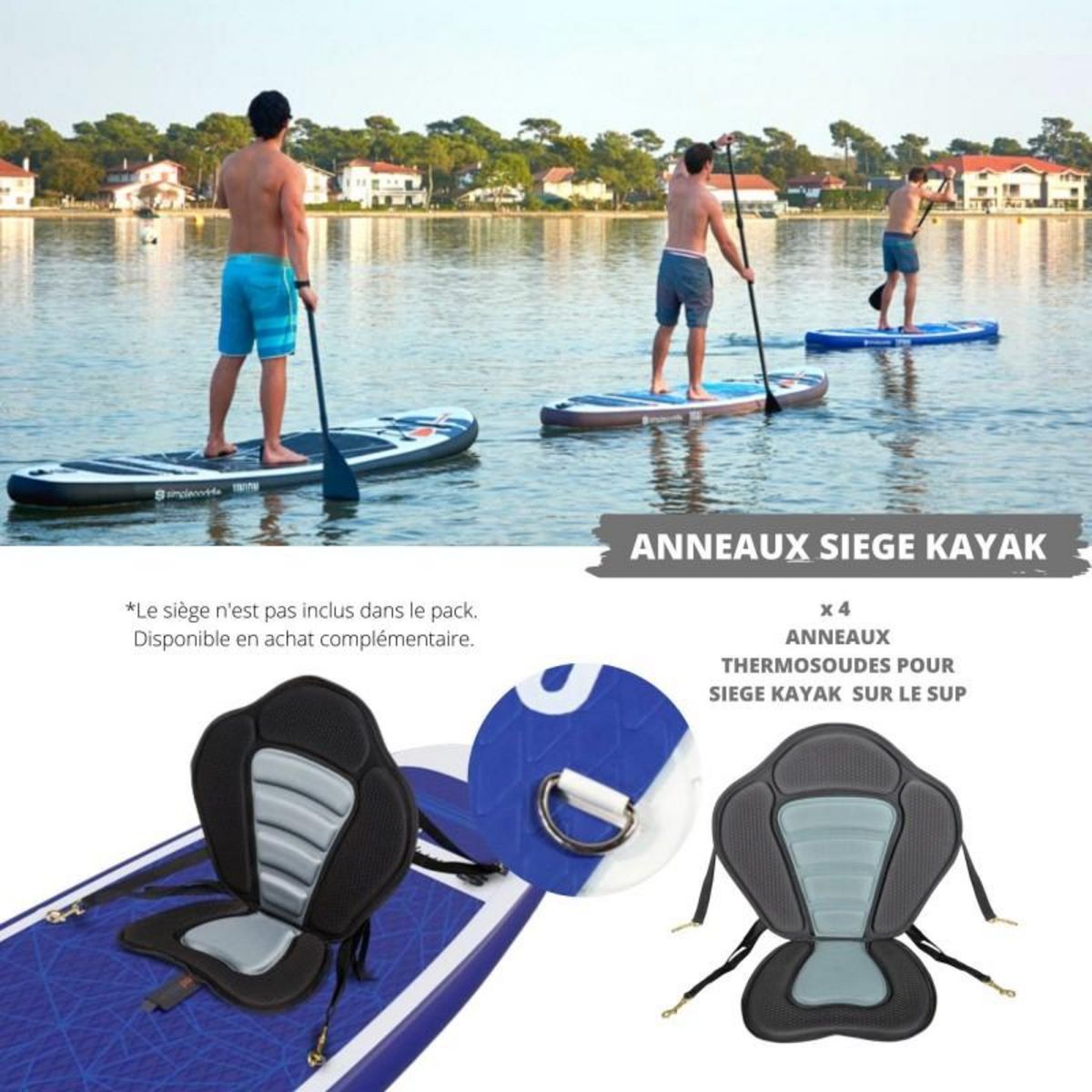 SIMPLE PADDLE Paddle Gonflable CAYMAN 10' 30'' 6  (300 x 76 x 15 cm) avec Pagaie, Leash, Pompe et Sac de Transport