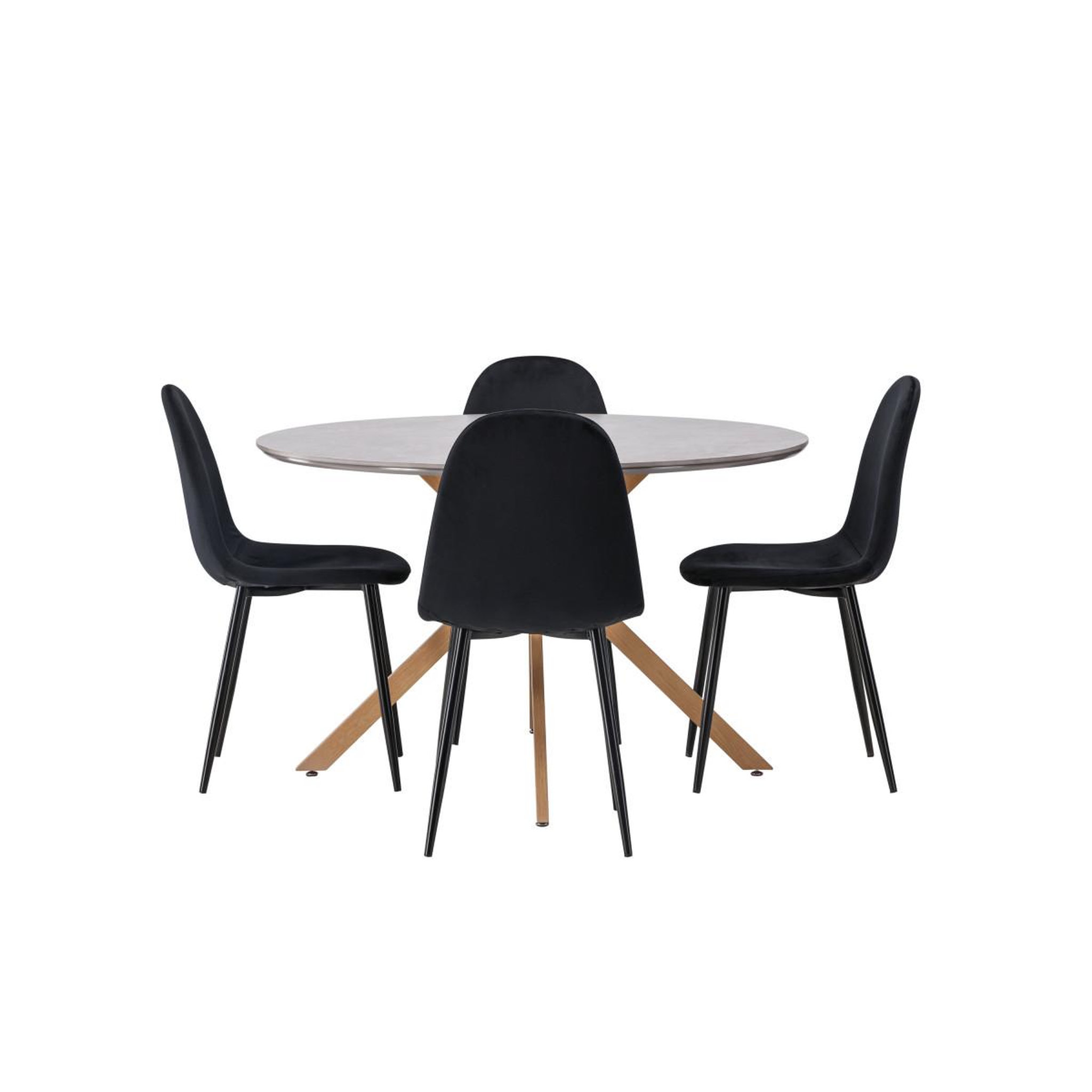 Voir la diapositive 2 : Paris Prix Ensemble table à manger & 4 chaises  piazza & polar  120cm gris & noir