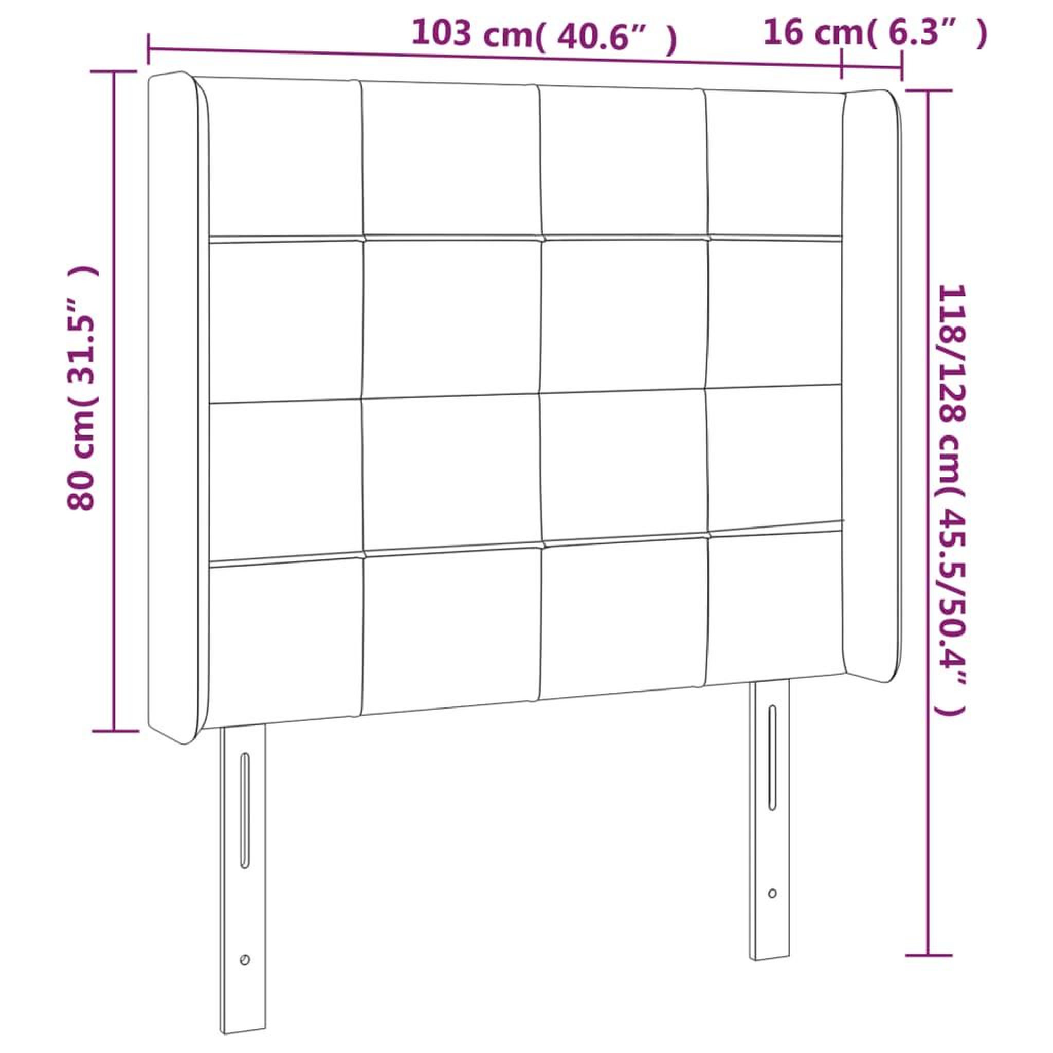 Voir la diapositive 6 : VIDAXL Tete de lit a LED Gris fonce 103x16x118/128 cm Tissu