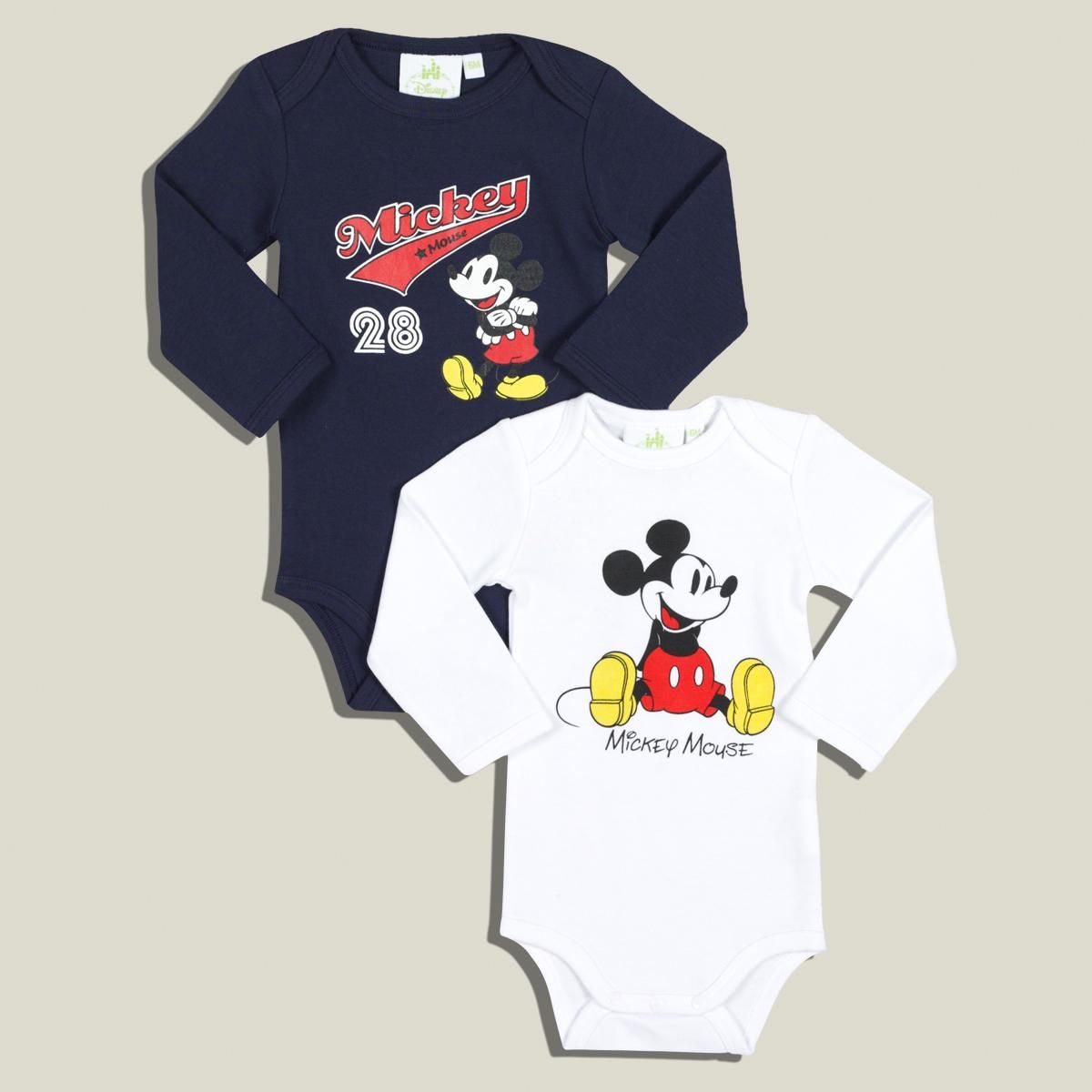 MICKEY Lot de 2 bodies manches longues bébé