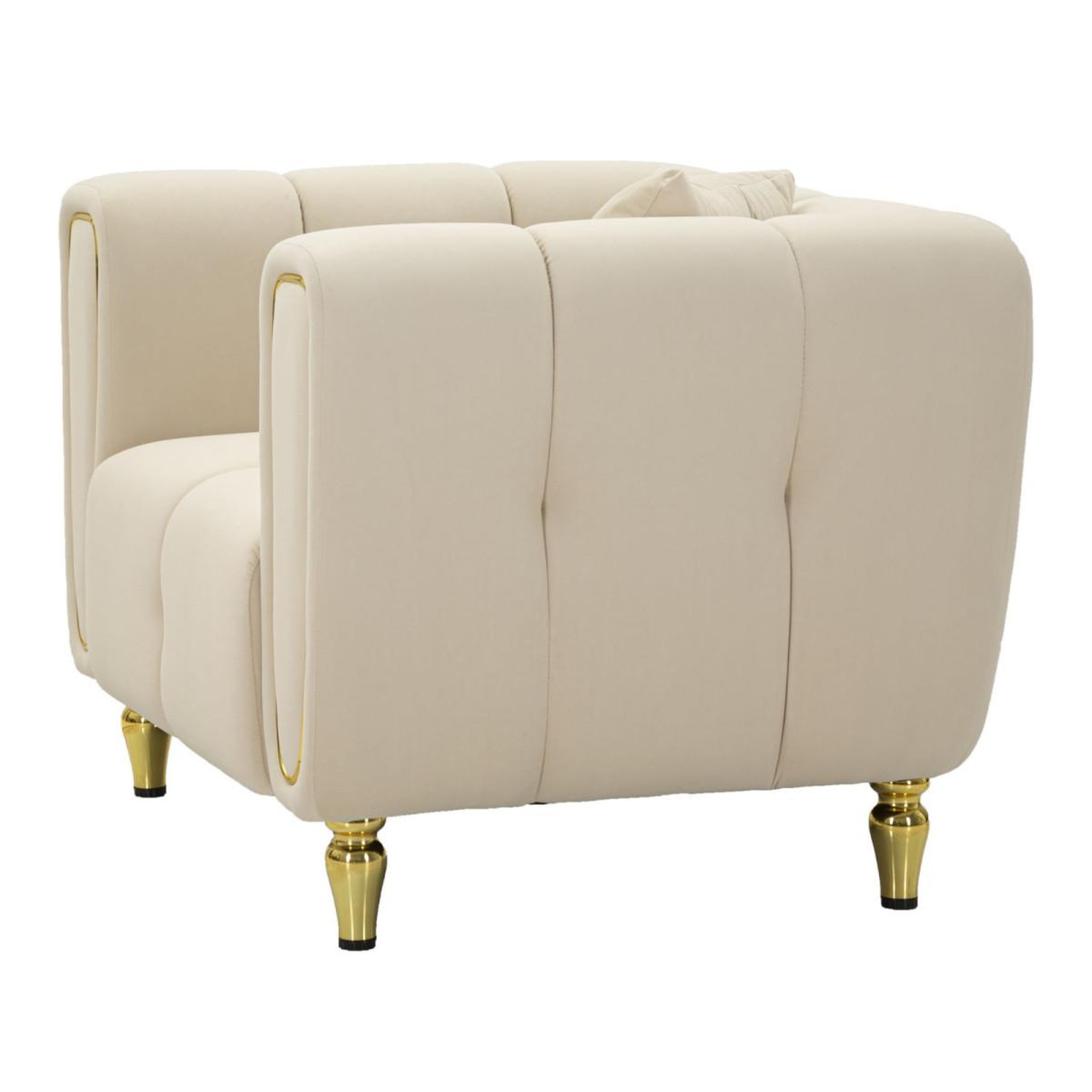 Voir la diapositive 3 : Paris Prix Fauteuil en velours matelassé  alma  97cm crème