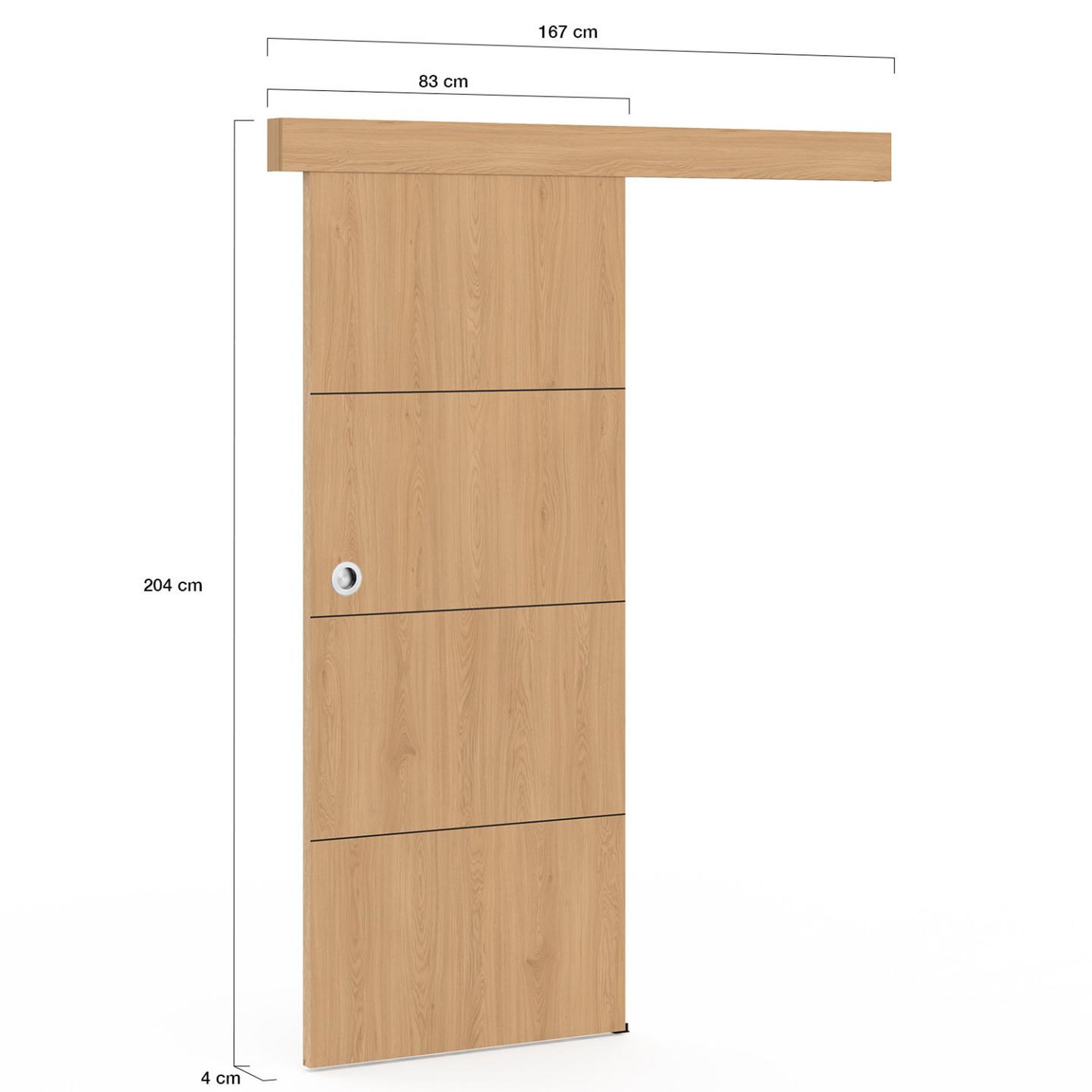 Voir la diapositive 5 : ID MARKET Kit porte coulissante effet bois 83 cm avec rail et fixations