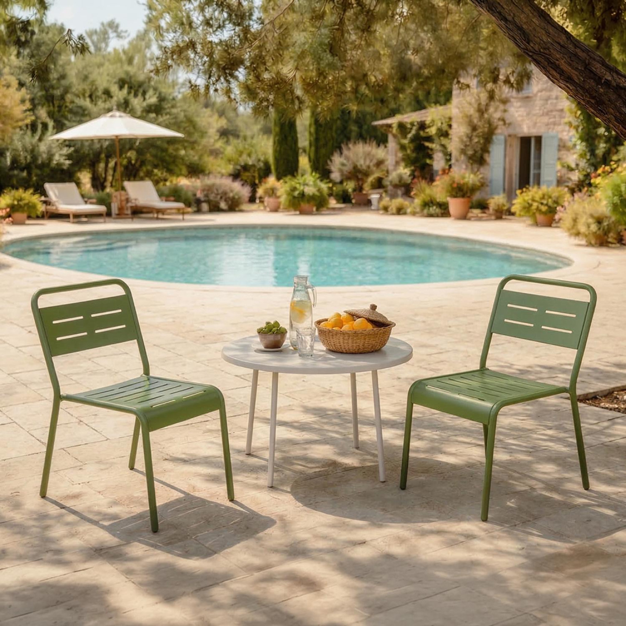 Voir la diapositive 2 : CONCEPT USINE Lot de 2 chaises de jardin empilables vertes BERGAME