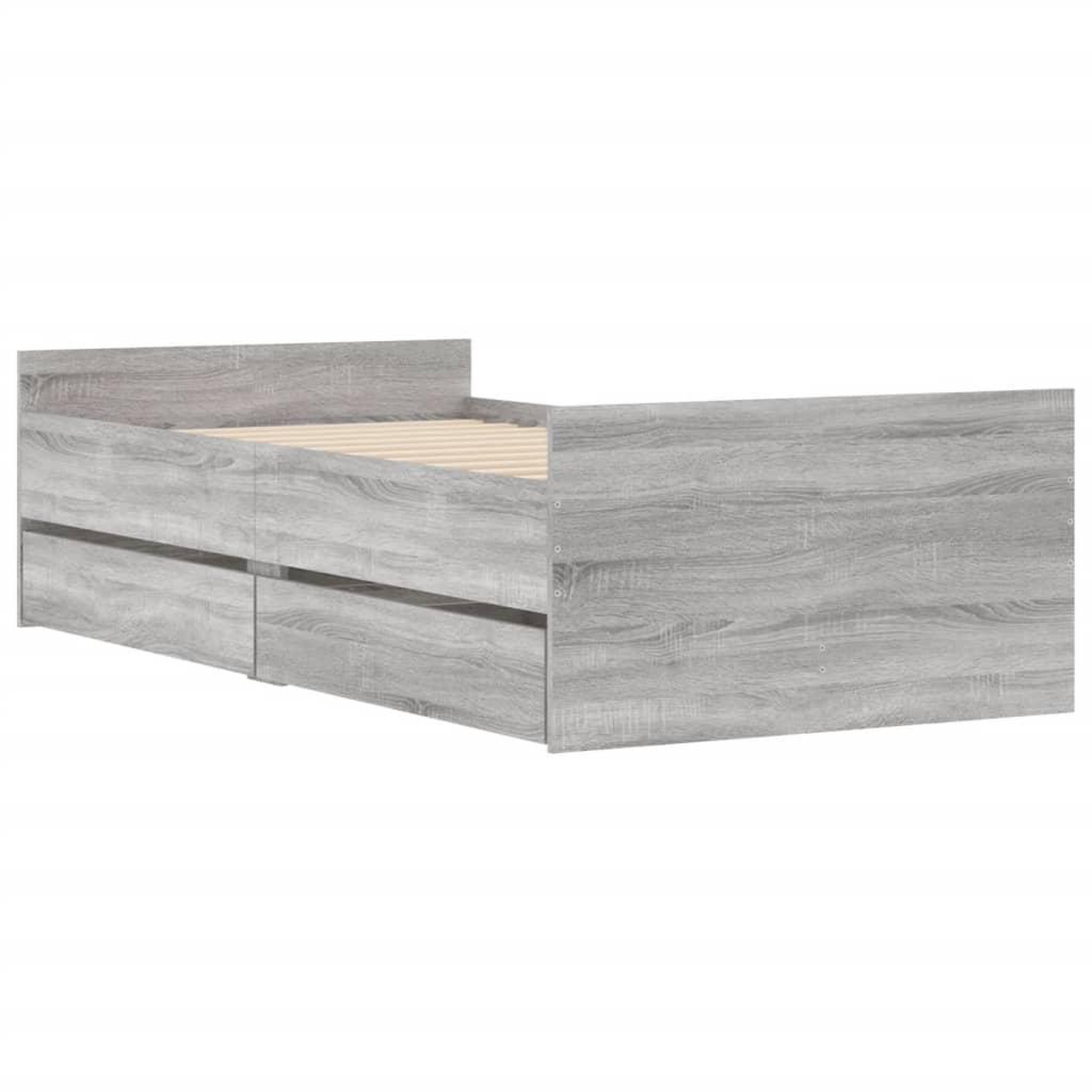 Voir la diapositive 4 : VIDAXL Cadre de lit avec tiroirs sans matelas sonoma gris 90x200 cm