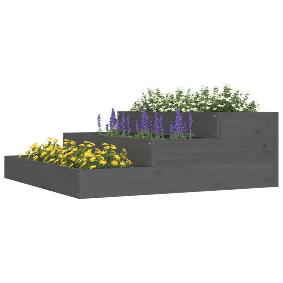 VIDAXL Jardiniere Gris 78x78x27 cm Bois massif de pin