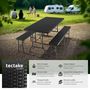 Voir la diapositive 2 : tectake Ensemble de table de camping pliable noir-aspect rotin