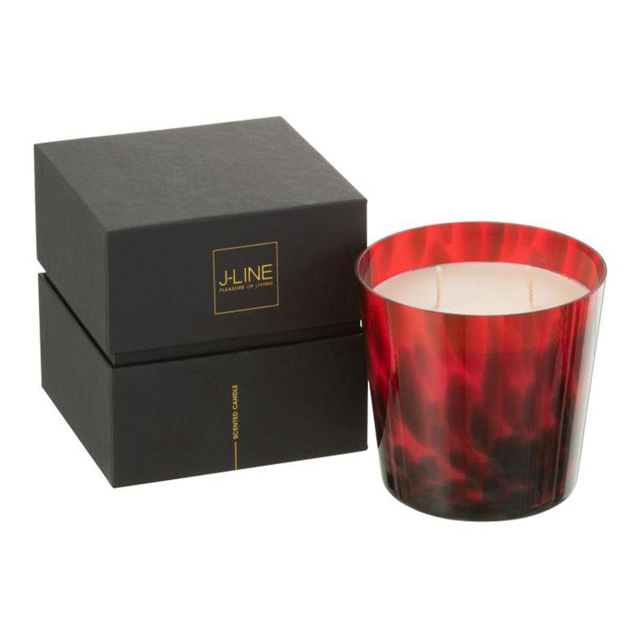 Voir la diapositive 2 : J-LINE Bougie parfumée  noa  12cm bois de santal rouge
