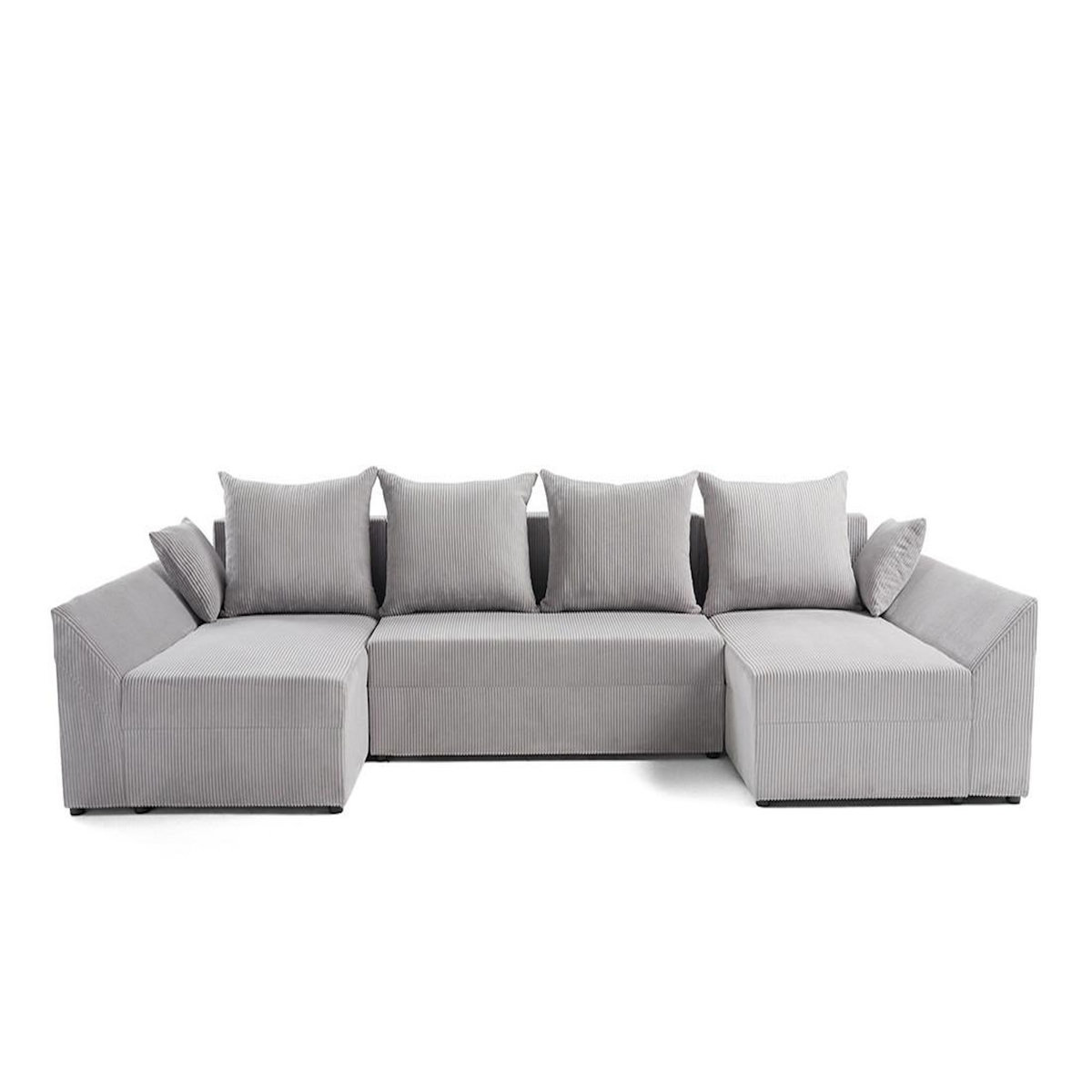 BEST MOBILIER Mike - canapé panoramique en u - 7 places - convertible avec coffre - en velours côtelé