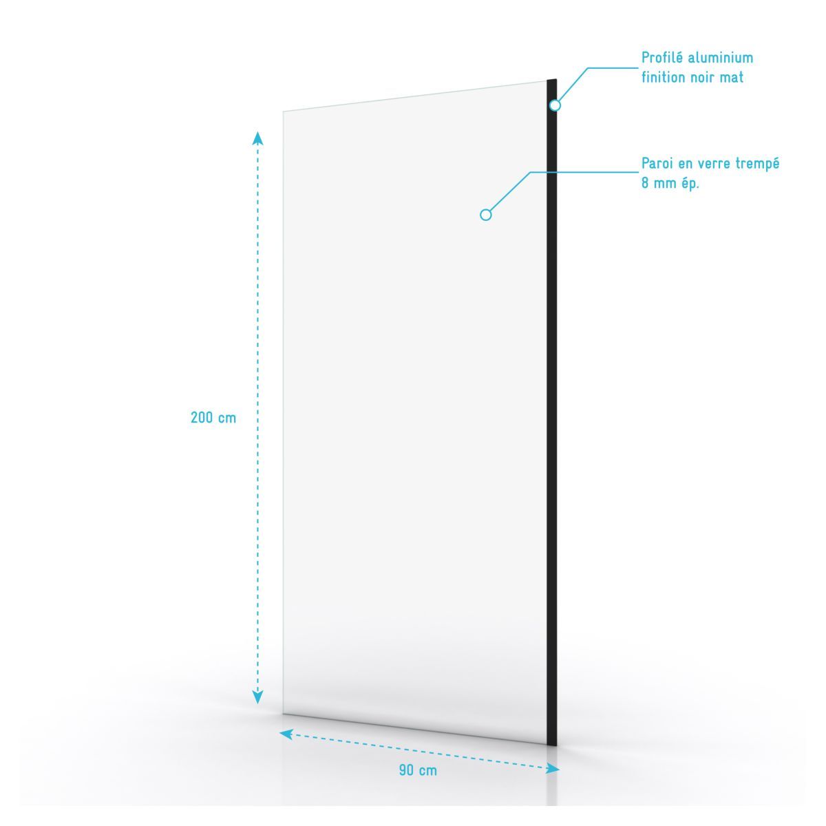 Paroi de douche à l'italienne profil noir 90x200 cm - PARMA 2 BLACK 90
