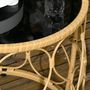 Voir la diapositive 4 : OUTSUNNY Lot de 2 tables basses gigognes de jardin résine tressée beige verre noir