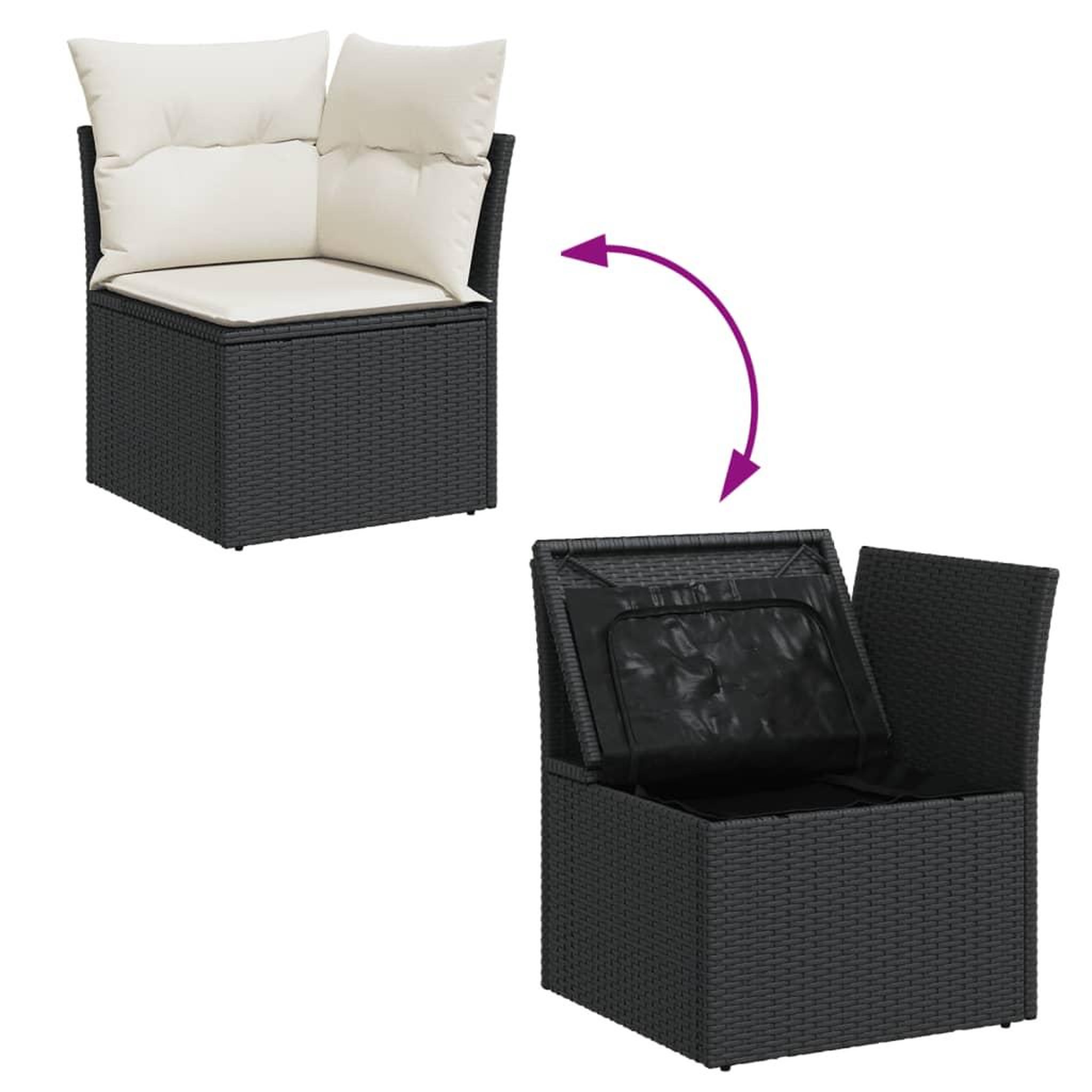 Voir la diapositive 5 : VIDAXL Salon de jardin 7 pcs avec coussins noir resine tressee