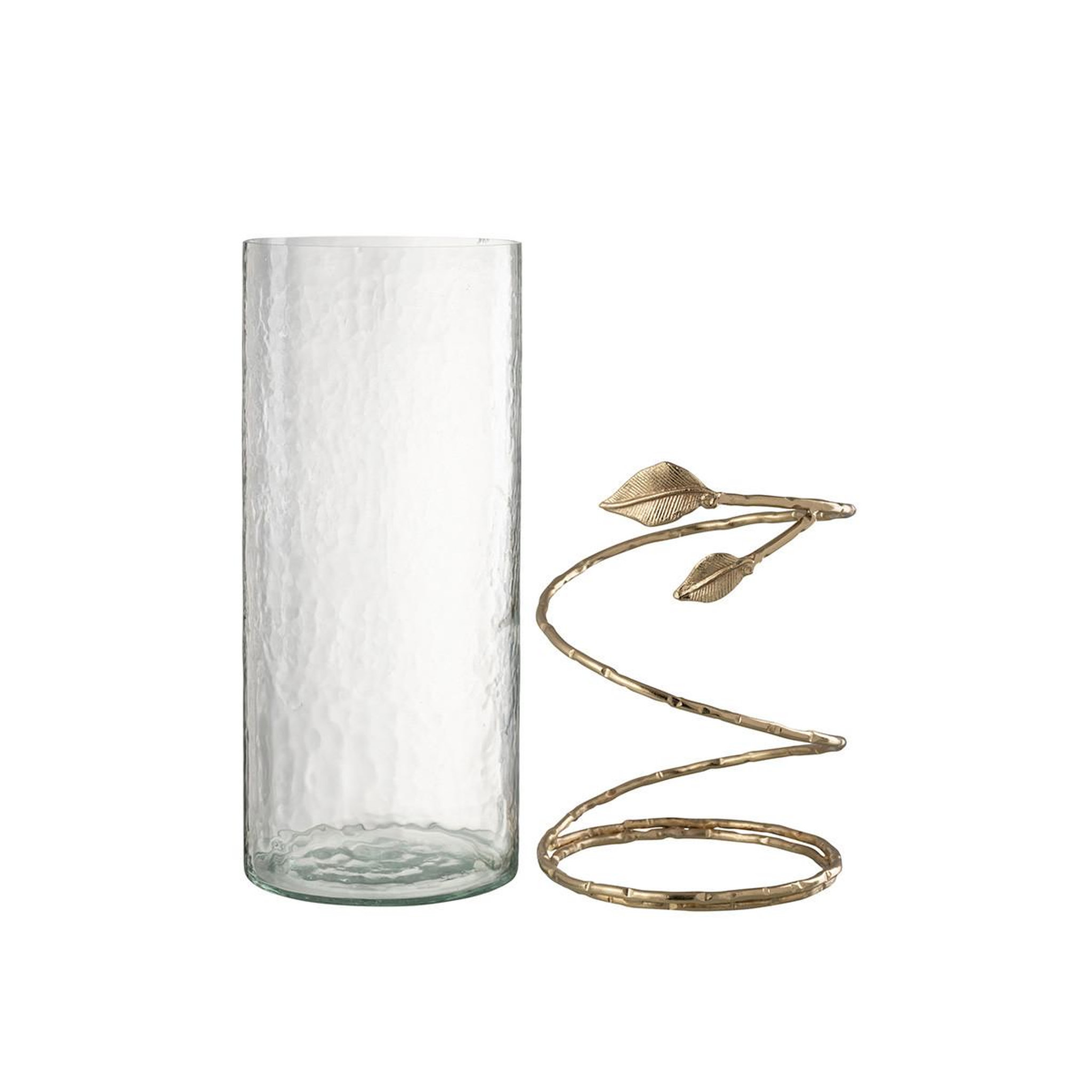 Voir la diapositive 2 : J-LINE Vase en verre feuille  ofelia  40cm transparent