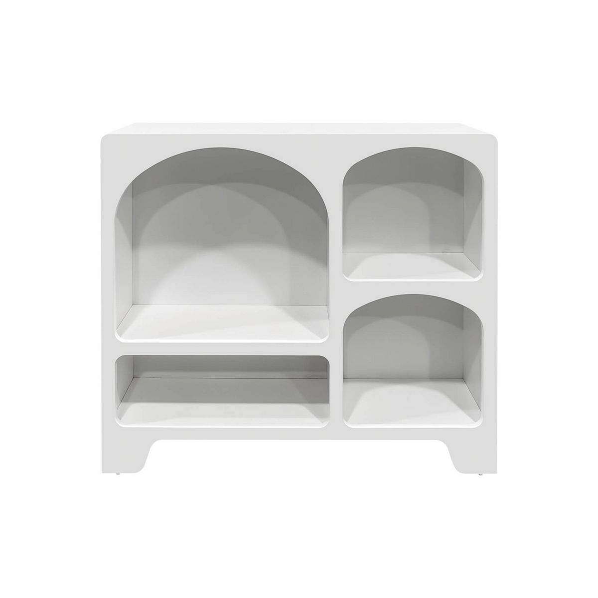 SWEEEK Buffet organique plusieurs niches 4 compartiments. buffet bas. effet bois blanc 90cm