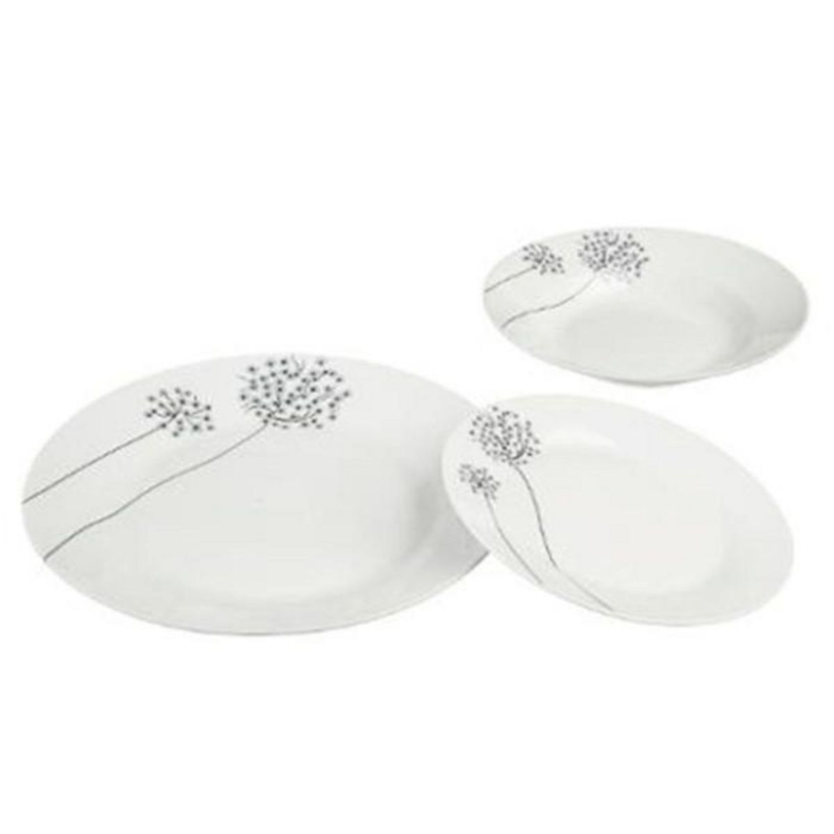 SECRET DE GOURMET Service de Table 18 Pièces  Fleur Légère  27cm Blanc