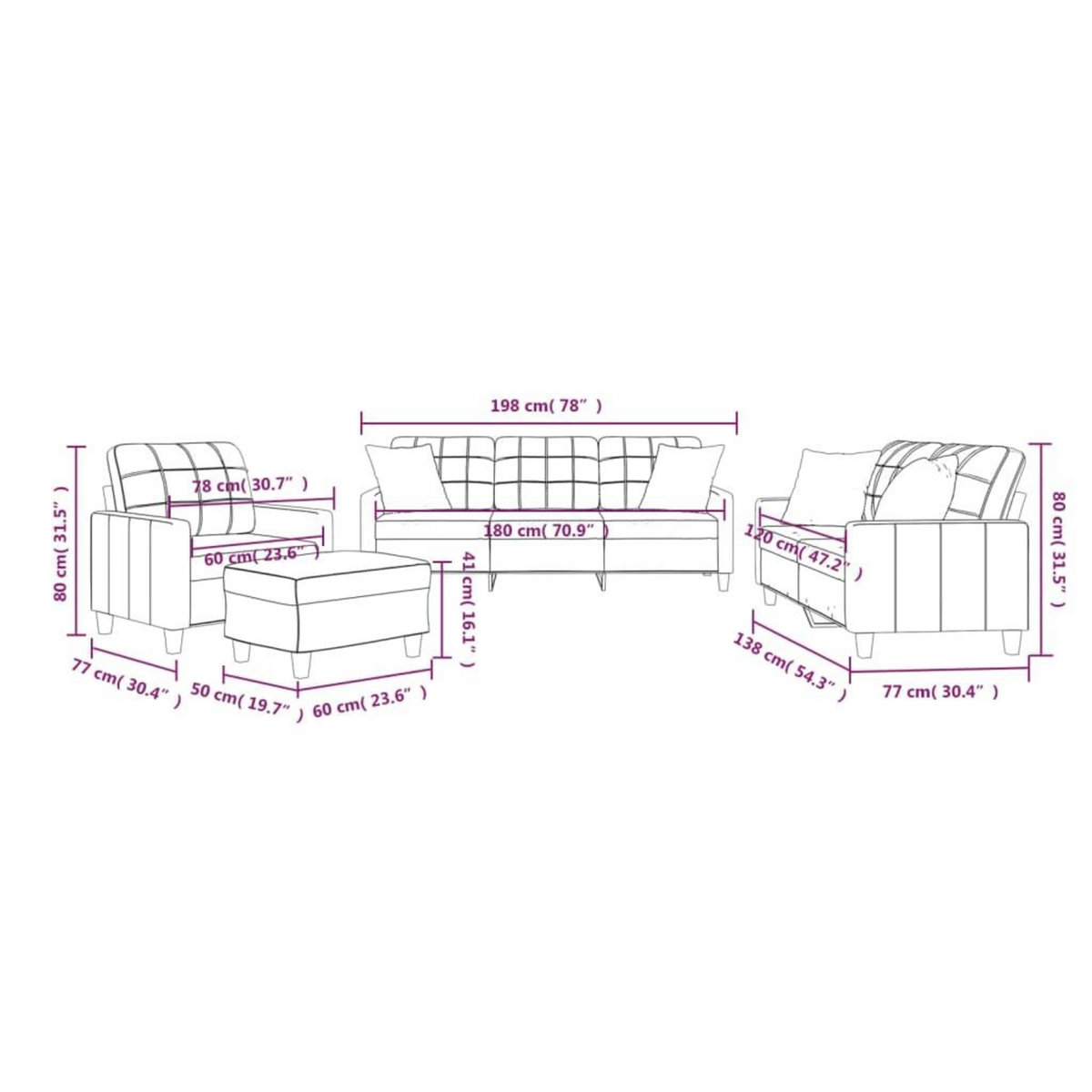 VIDAXL Ensemble de canapes 4 pcs avec coussins creme similicuir