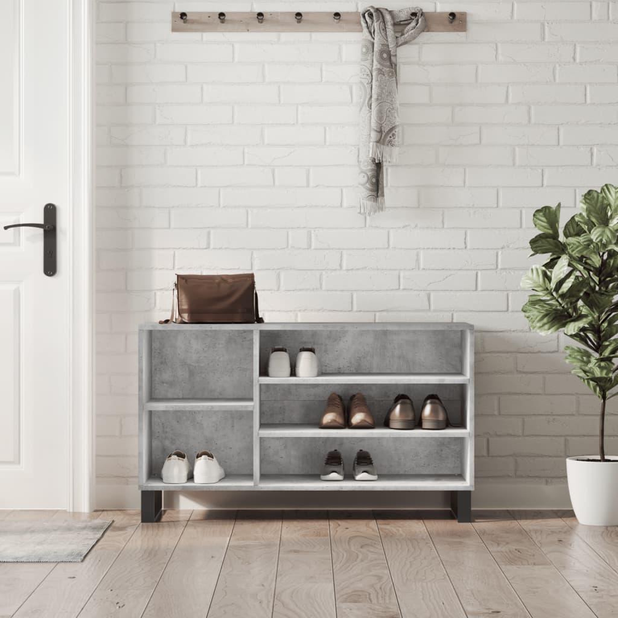 VIDAXL Armoire a chaussures Gris beton 102x36x60 cm Bois d'ingenierie