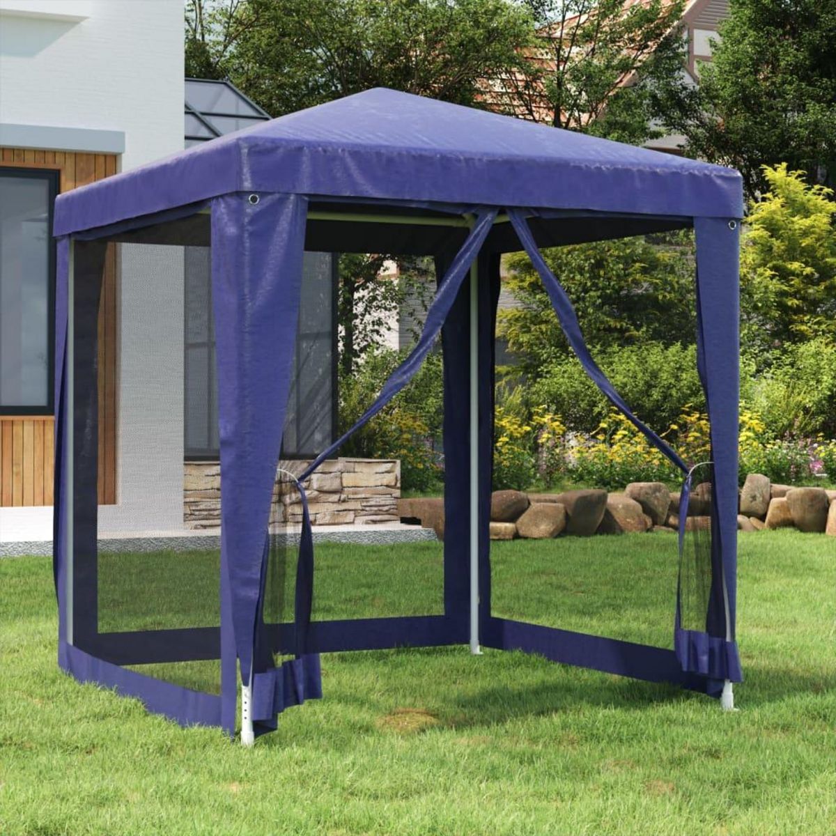 VIDAXL Tente de fete avec 4 parois laterales en maille Bleu 2x2 m PEHD