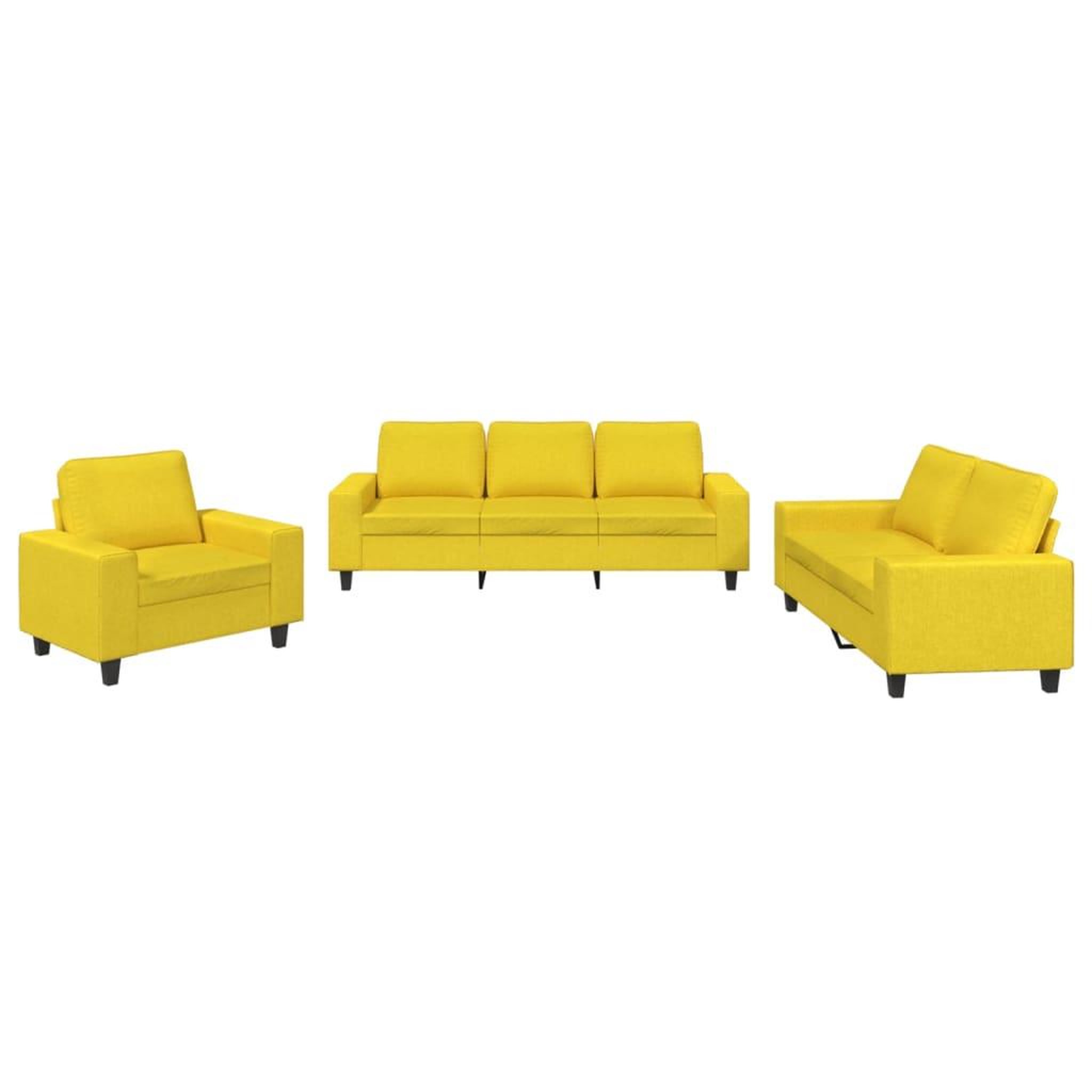 Voir la diapositive 2 : VIDAXL Ensemble de canapes 3 pcs jaune clair tissu