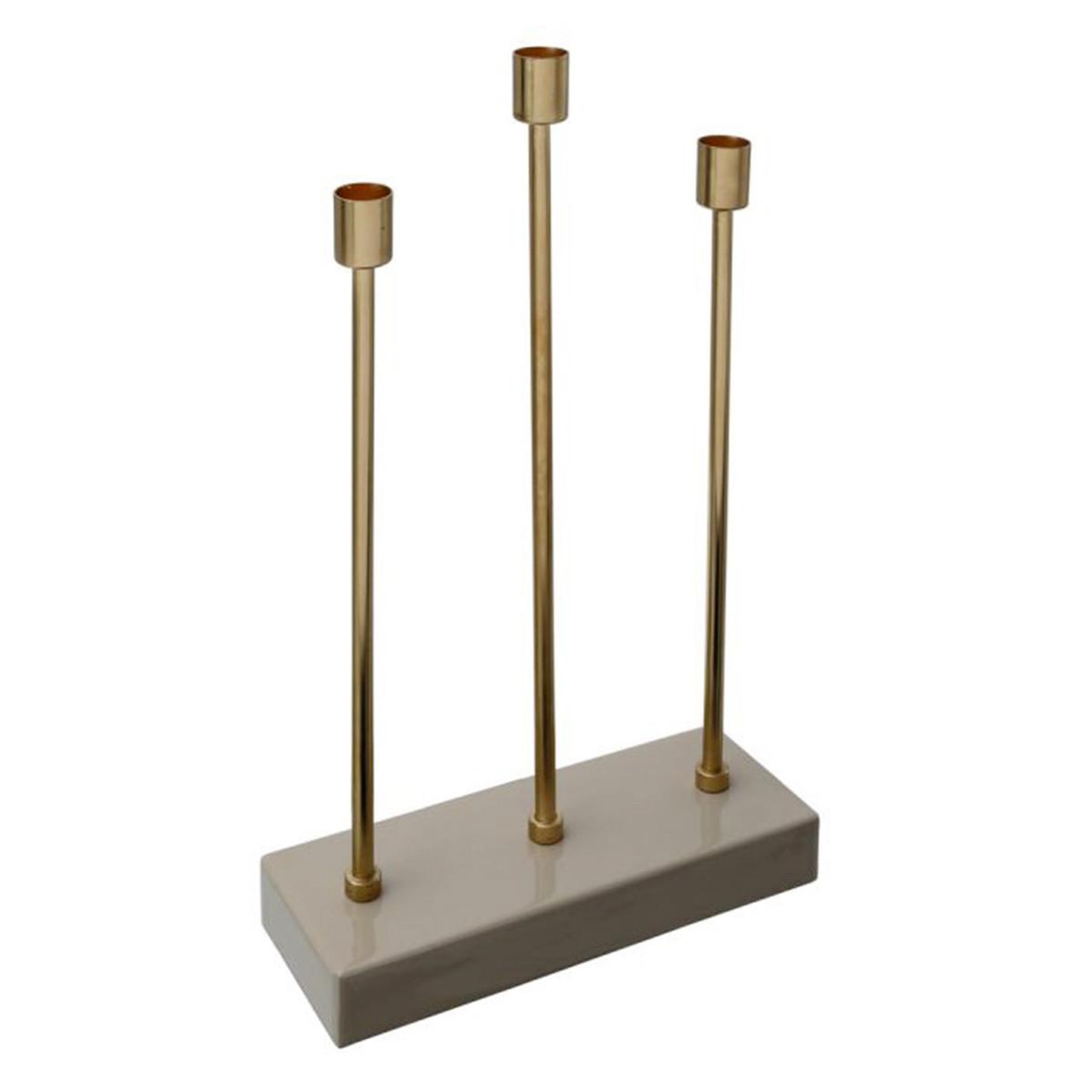 Paris Prix Bougeoir design en métal  isola  39cm taupe & or