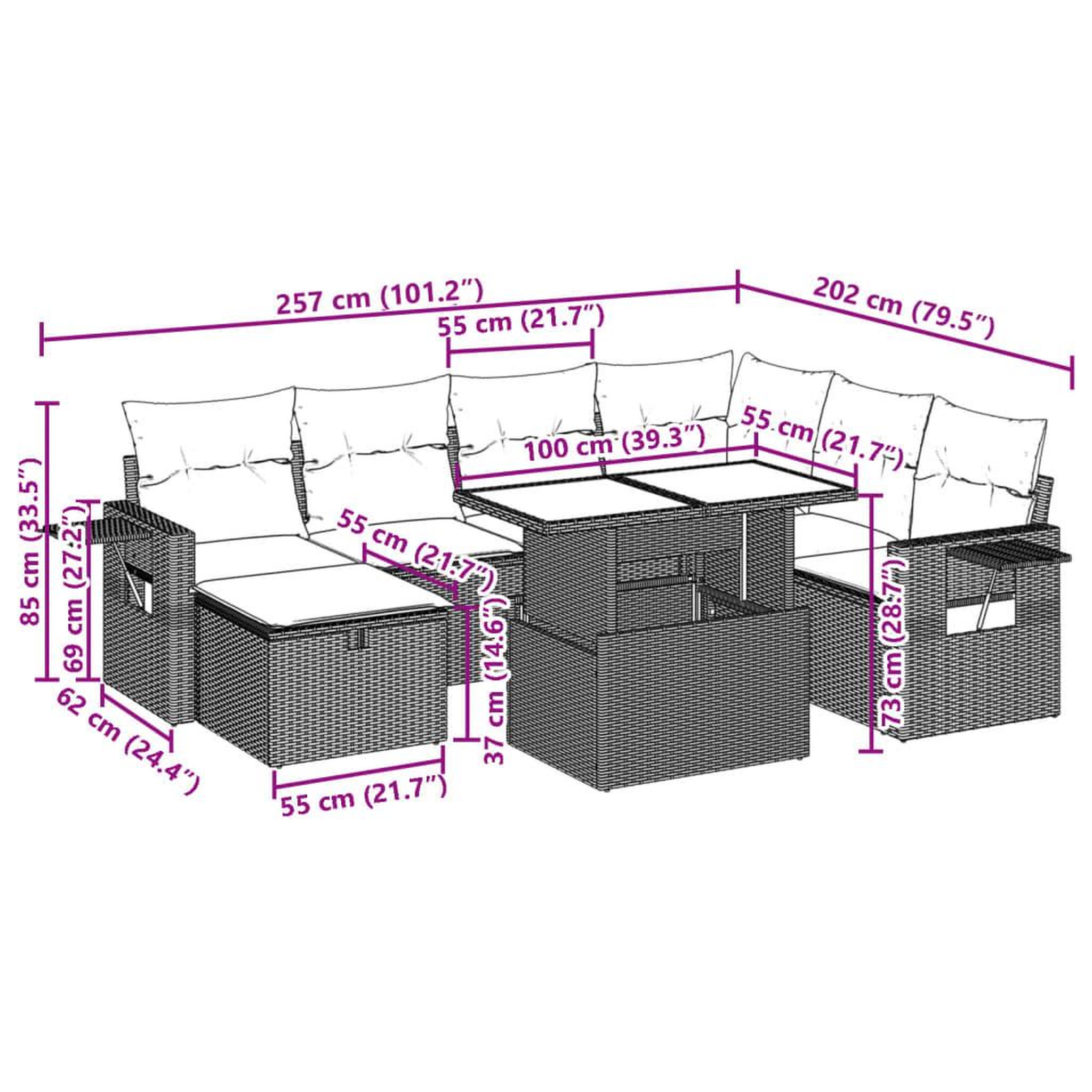 Voir la diapositive 6 : VIDAXL Salon de jardin 8 pcs avec coussins noir resine tressee