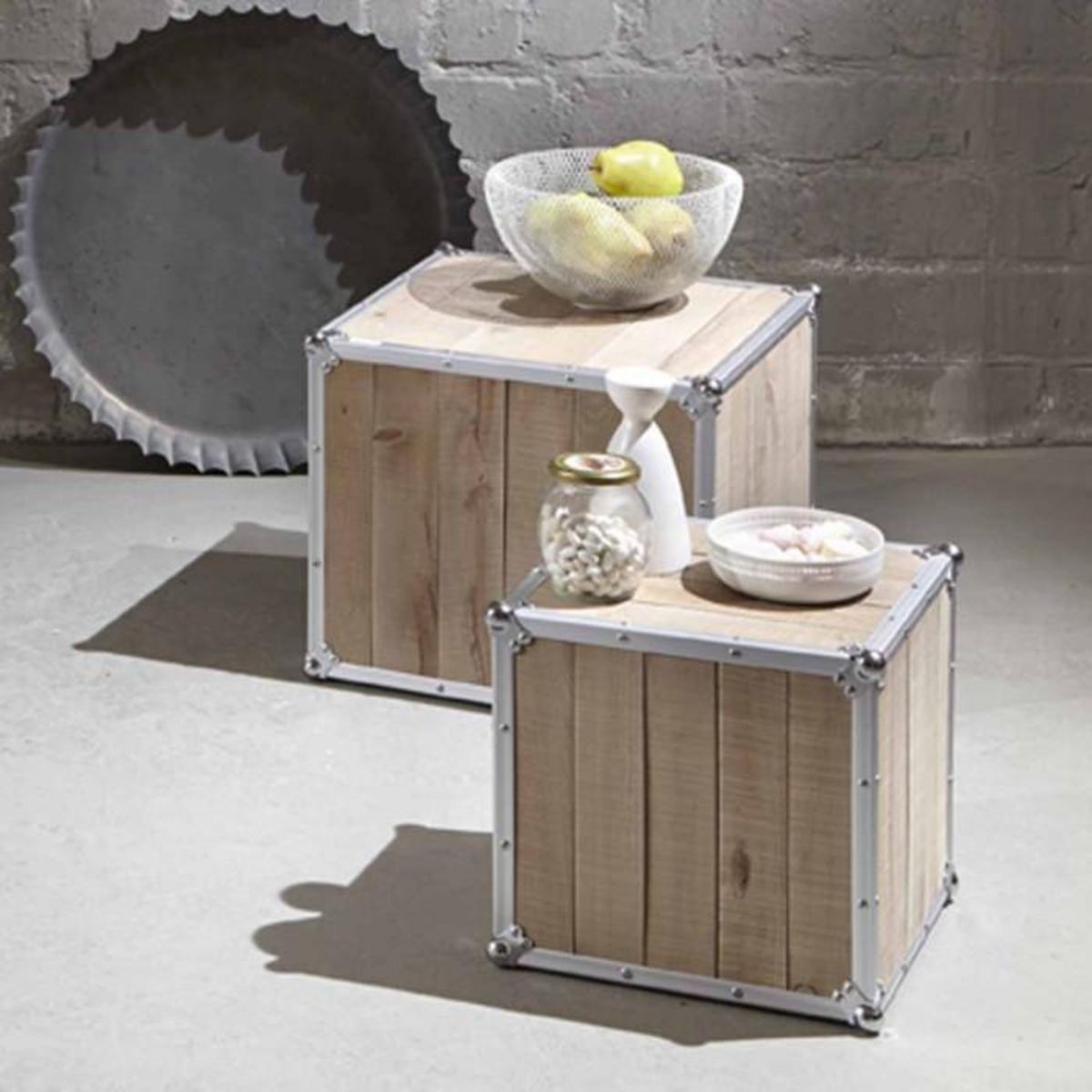 Paris Prix Lot de 2 Tables d'Appoint  Mallette  47cm Naturel