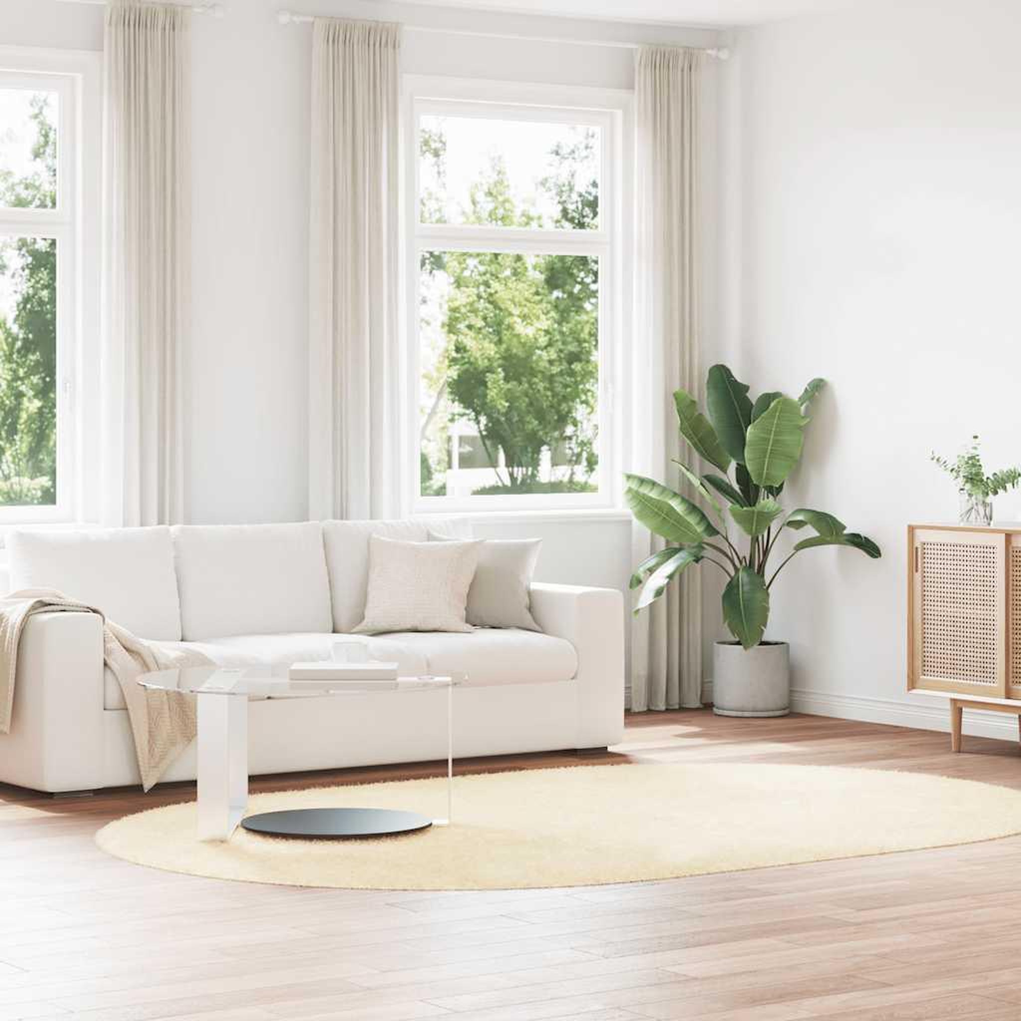 VIDAXL Tapis Shaggy a poils longs NAVARRA creme 300x200 cm polyester