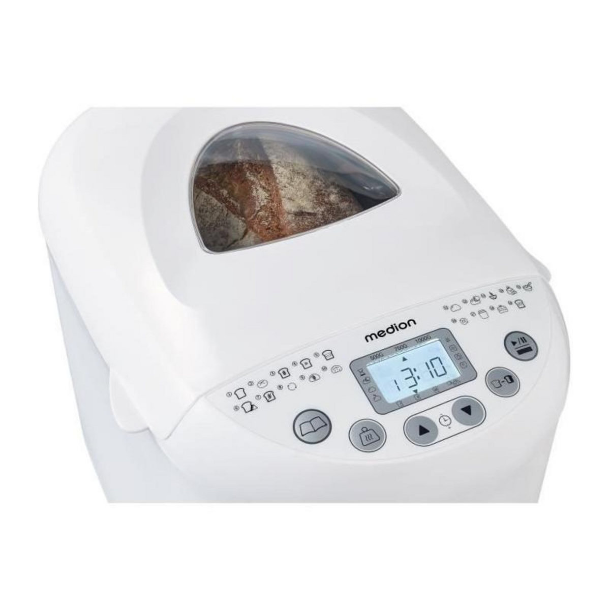 Medion Machine a Pain - MEDION - 50073723 - 550 W - 19 programmes - Hublot - Blanc