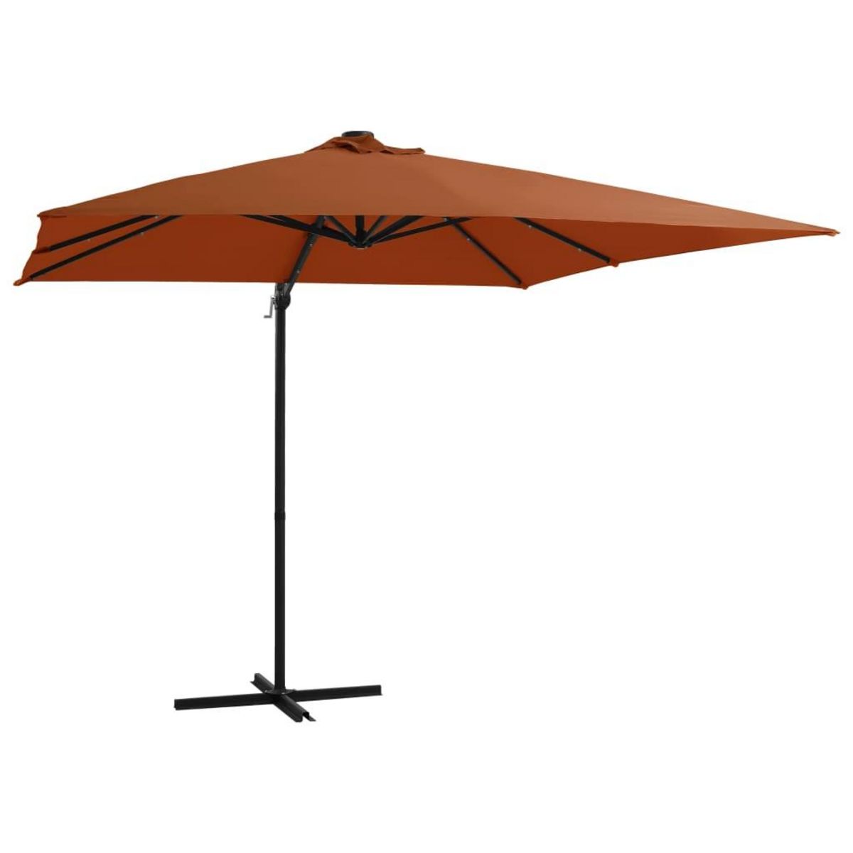 VIDAXL Parasol de jardin en porte-a-faux avec lumieres LED terre cuite