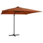 Voir la diapositive 1 : VIDAXL Parasol de jardin en porte-a-faux avec lumieres LED terre cuite