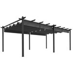 OUTSUNNY Pergola rétractable dim. 5,97L x 3,58l x 2,23H m structure robuste alu toile polyester haute densité 180 g/m² incluse gris
