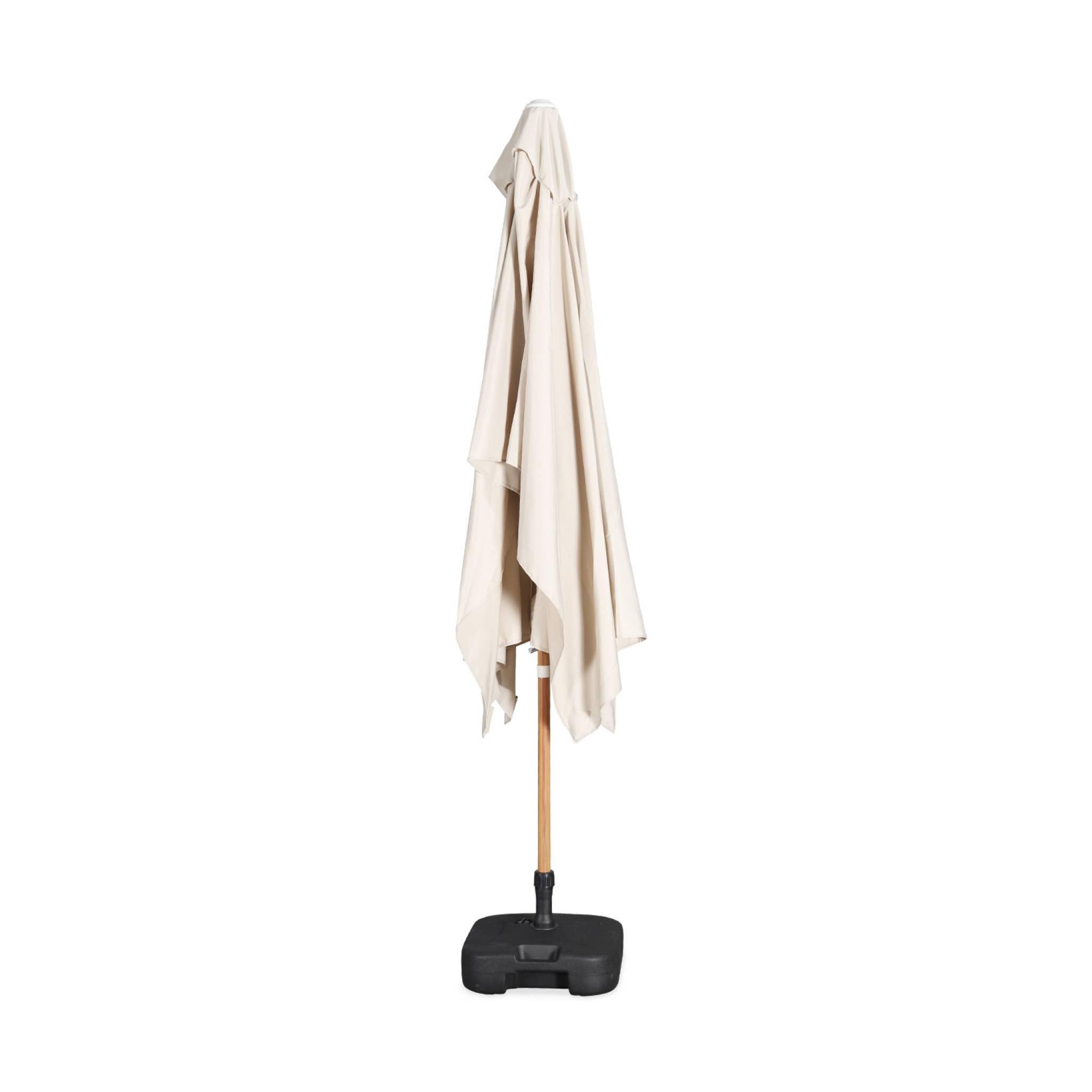 Voir la diapositive 5 : SWEEEK Parasol droit sable rectangulaire 2x3m. mât central imitation bois en aluminium orientable et manivelle d'ouverture