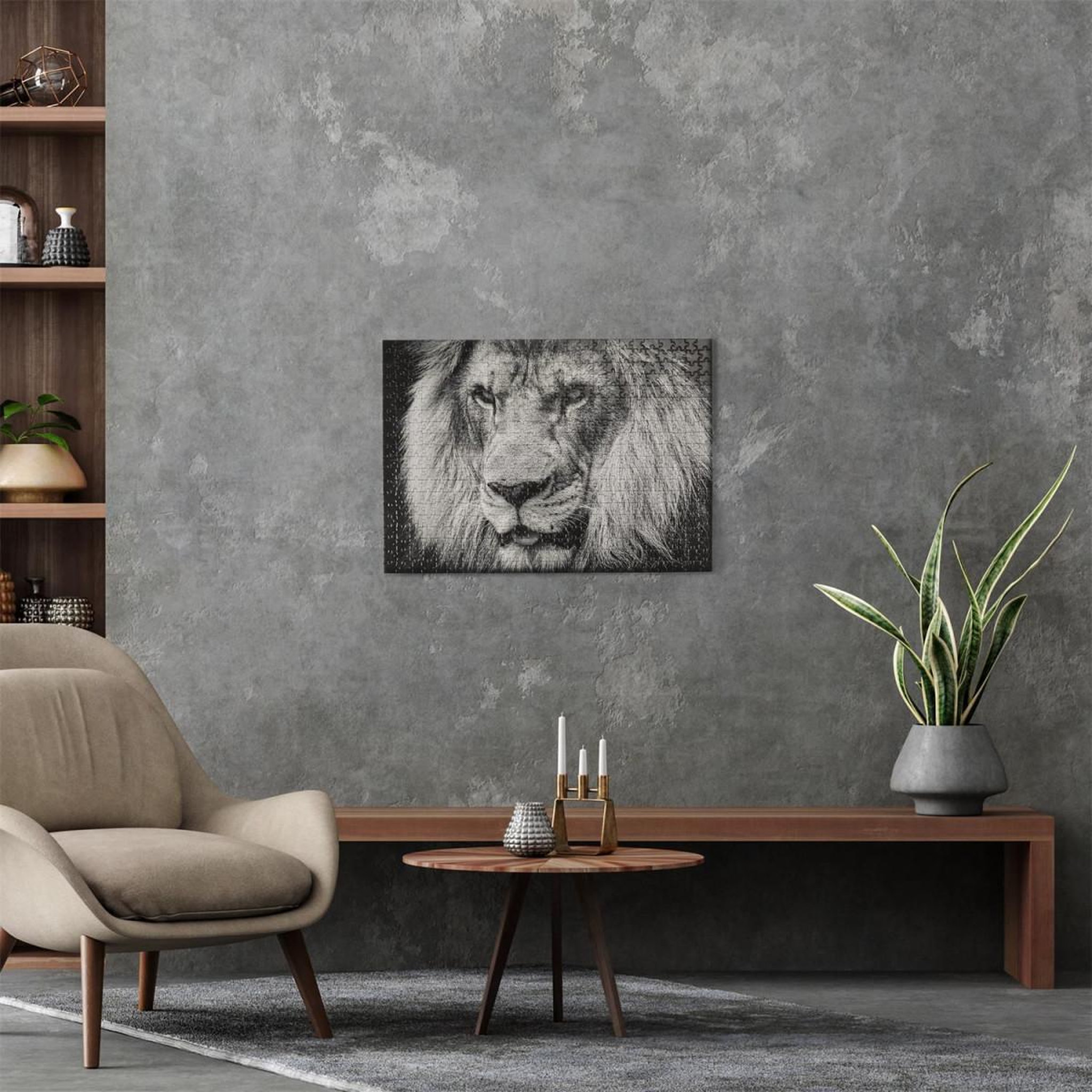 Voir la diapositive 3 : MISTER GADGET Puzzle lion  500 pièces  35x48cm noir & blanc
