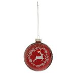 FEERIC LIGHT & CHRISTMAS Boule de Noël en Verre  Renne Couronne  8cm Rouge