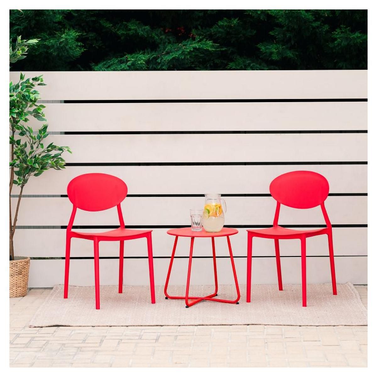 HomeStyle4U Chaise de jardin lot 4 chaises rouge