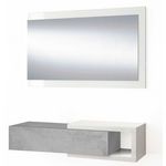 VS VENTA-STOCK Meuble d'entrée Moon avec 1 tiroir et Miroir, Gris/Blanc, Meuble, 95 cm Largeur