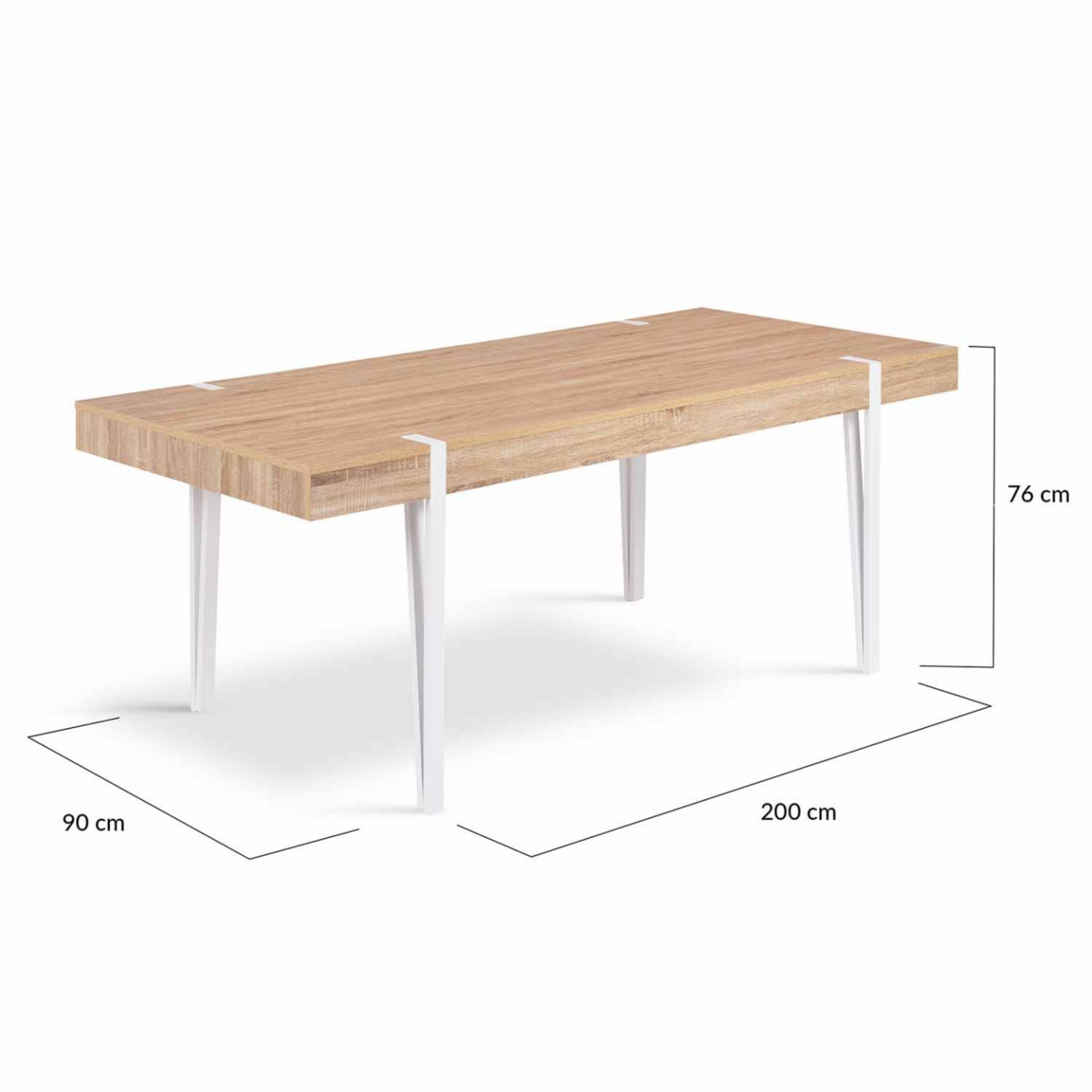 ID MARKET Table à manger rectangle AUSTRIA 10 personnes bois pieds épingle blanc 200 cm