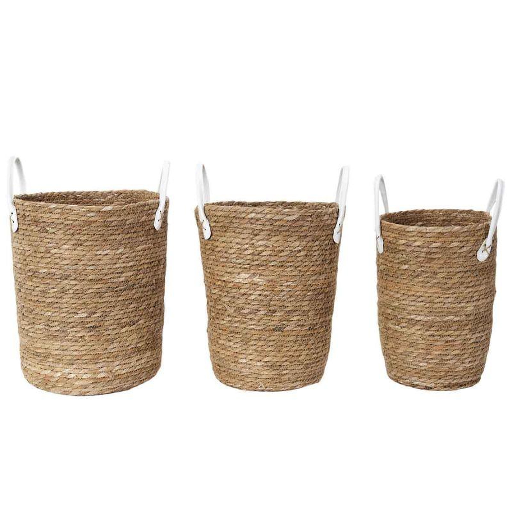 Voir la diapositive 1 : Paris Prix Lot de 3 Paniers Déco  Tressé  45cm Naturel & Blanc