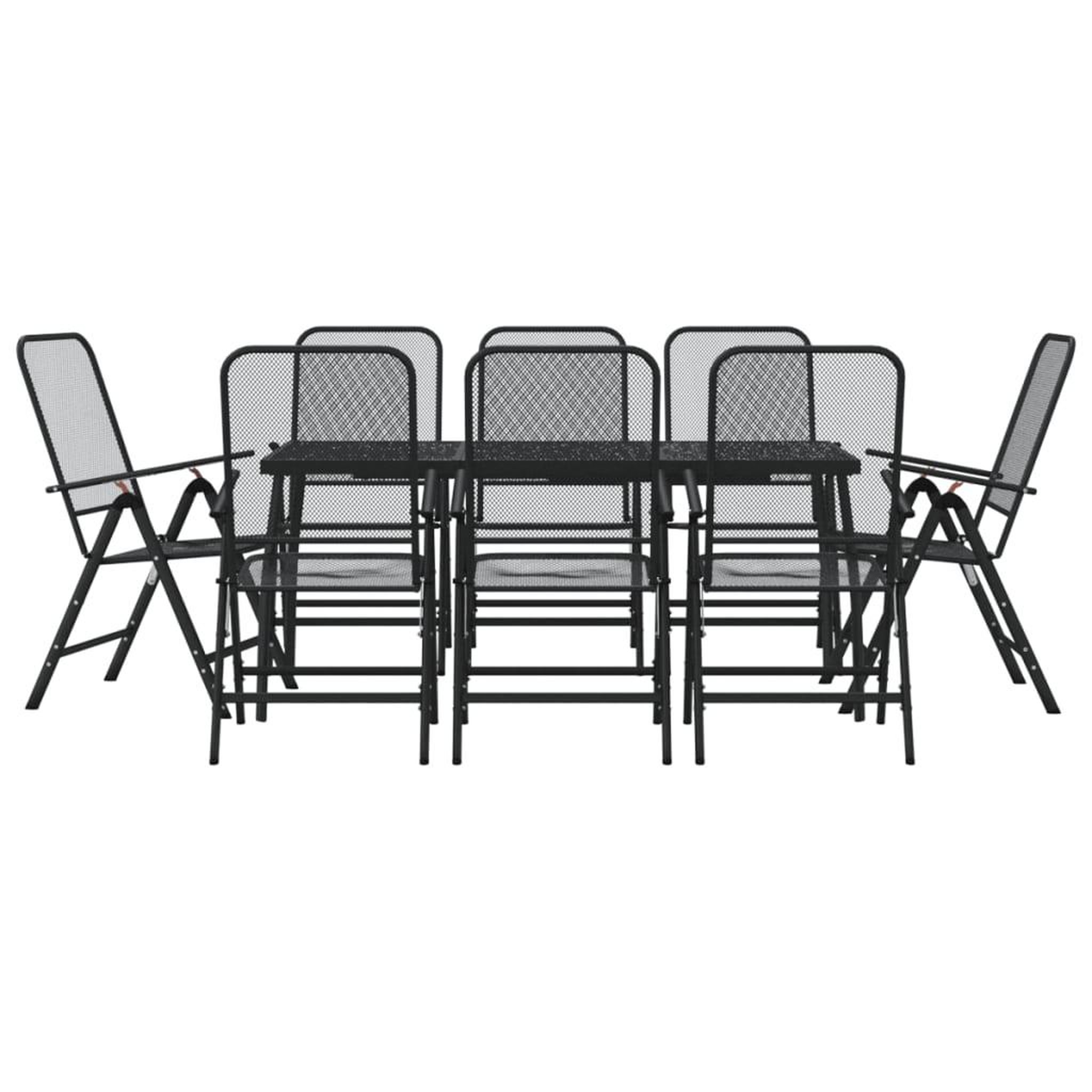 Voir la diapositive 2 : VIDAXL Ensemble a manger de jardin 9 pcs anthracite metal maille