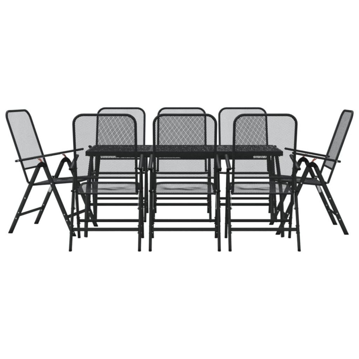 VIDAXL Ensemble a manger de jardin 9 pcs anthracite metal maille