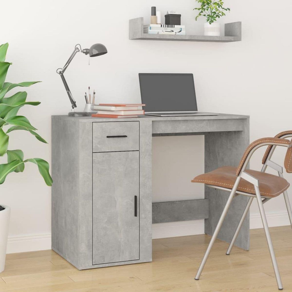 VIDAXL Bureau Gris beton 100x49x75 cm Bois d'ingenierie